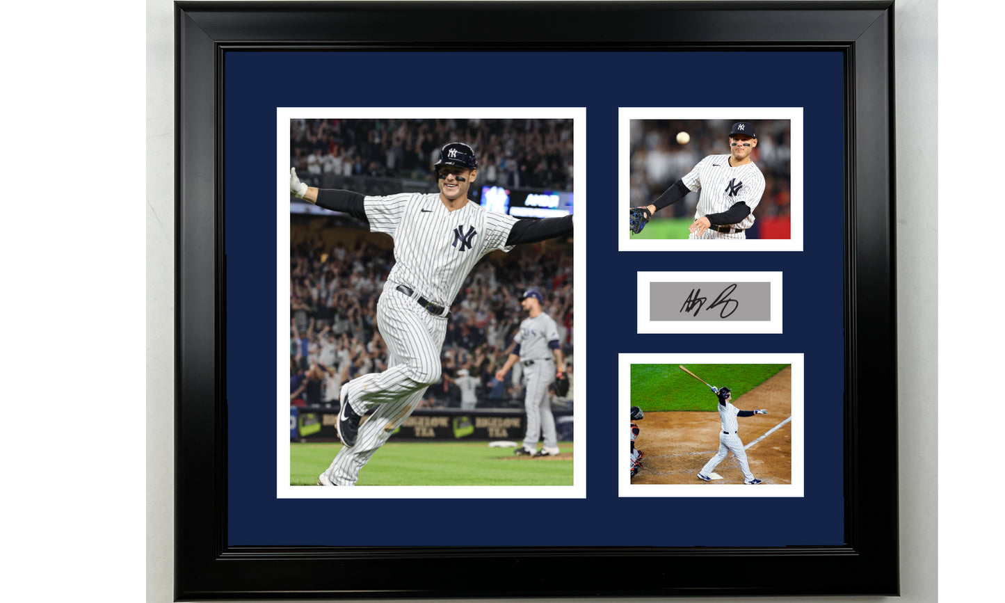 Framed Anthony Rizzo New York Yankees Facsimile Laser Engraved Signature Baseball 14x11 3 Photo Collage