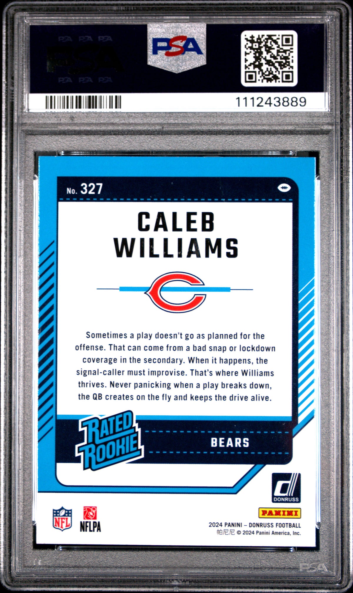 Graded 2024 Panini Donruss Caleb Williams #327 Rookie RC Football Card PSA 10 Gem Mint
