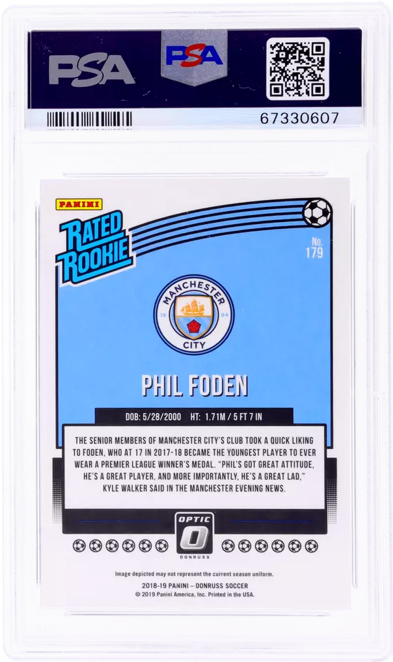 Graded 2018 Panini Donruss Phil Foden #179 Optic Rookie RC Soccer Card PSA 10 Gem Mint