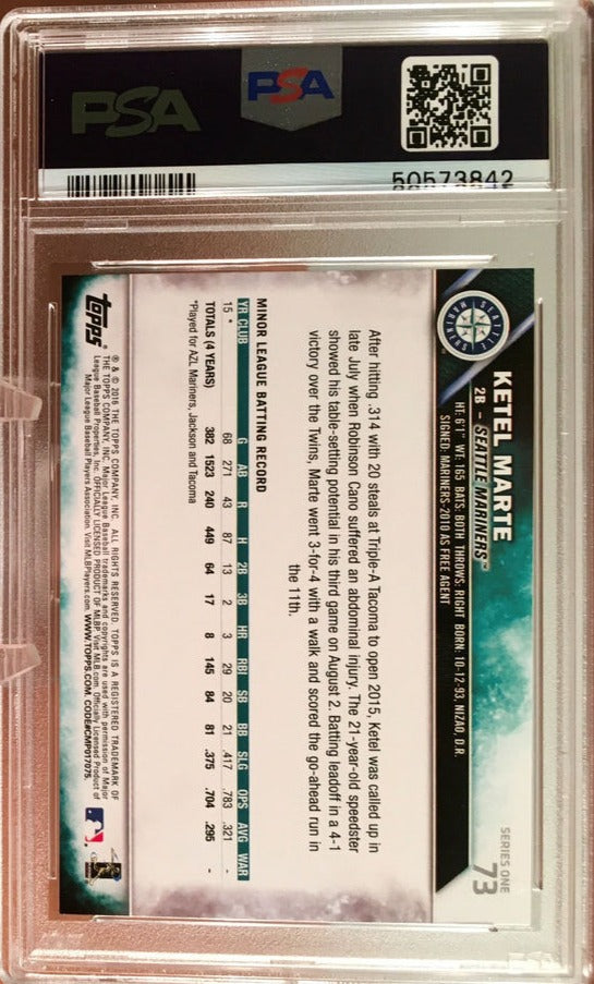 Graded 2016 Topps Ketel Marte #73 Rookie RC Baseball Card PSA 10 Gem Mint