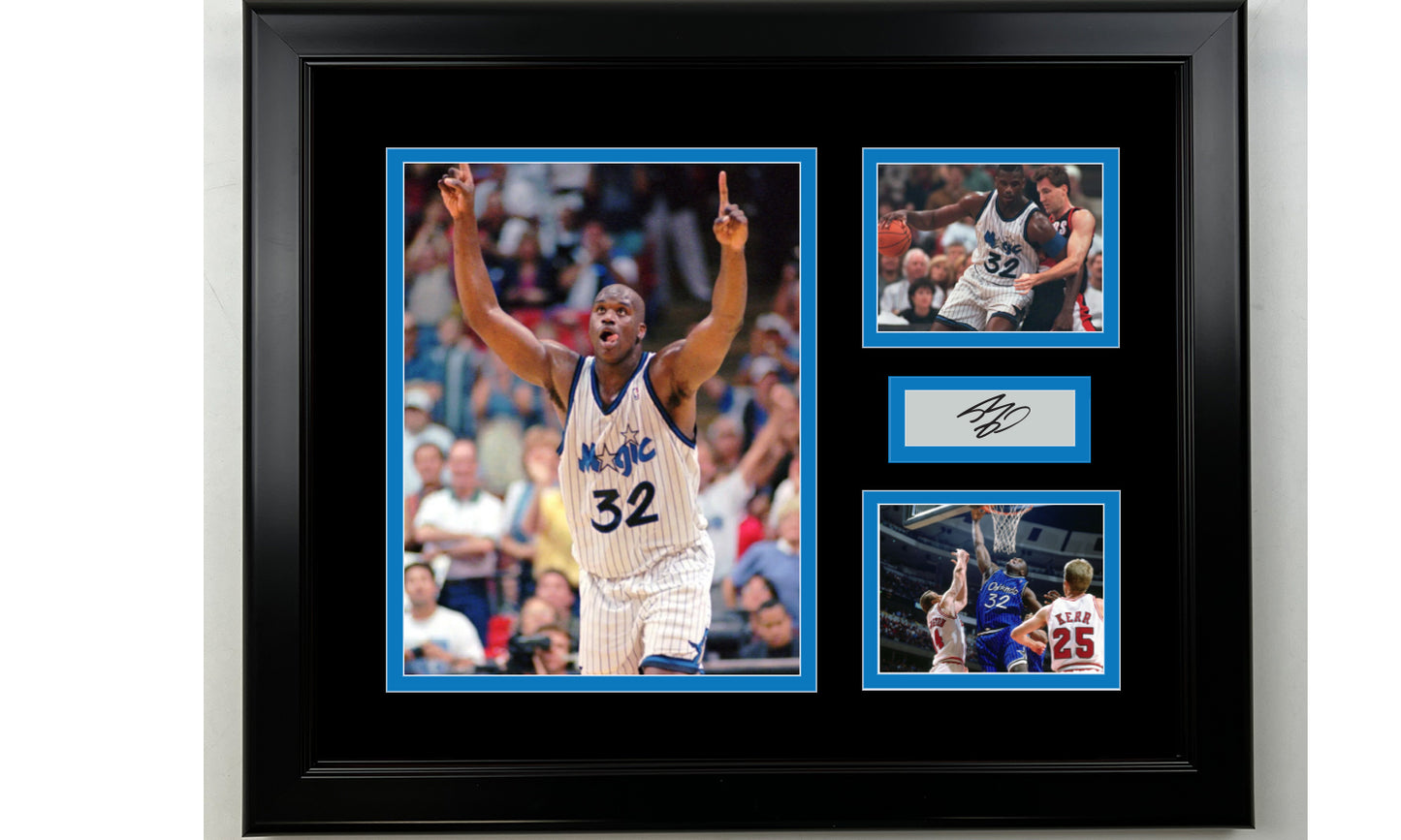 Framed Shaquille O'Neal Orlando Magic Facsimile Laser Engraved Signature Basketball 14x11 3 Photo Collage