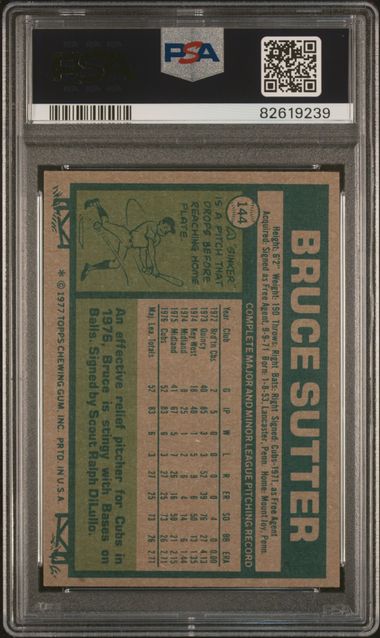 Graded 1977 Topps Bruce Sutter #144 Rookie RC Baseball Card PSA 8 NM-MT