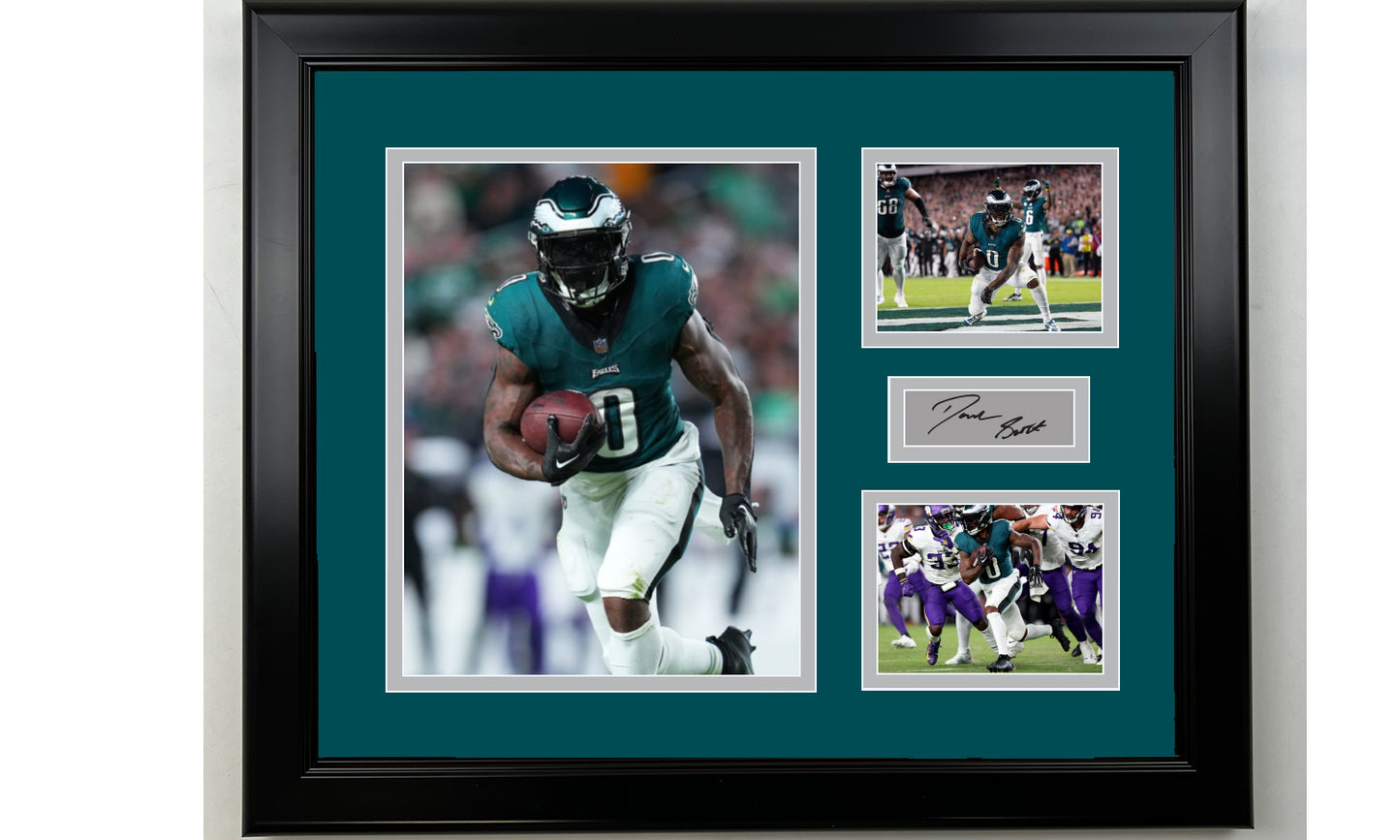 Framed D'Andre Swift Philadelphia Eagles Facsimile Laser Engraved Signature Football 14x11 3 Photo Collage