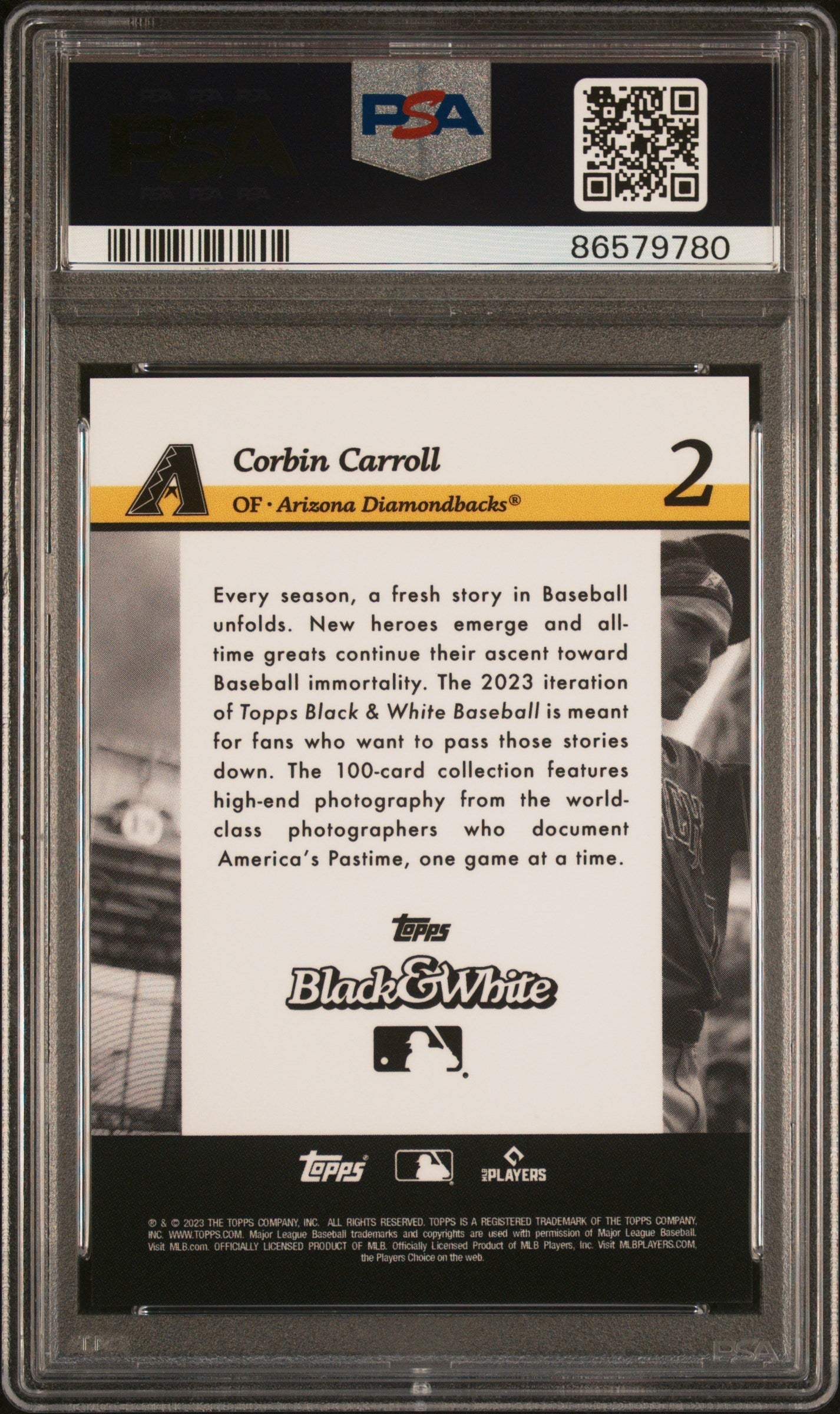 Graded 2023 Topps Black & White Corbin Carroll #2 Rookie RC Baseball Card PSA 10 Gem Mint
