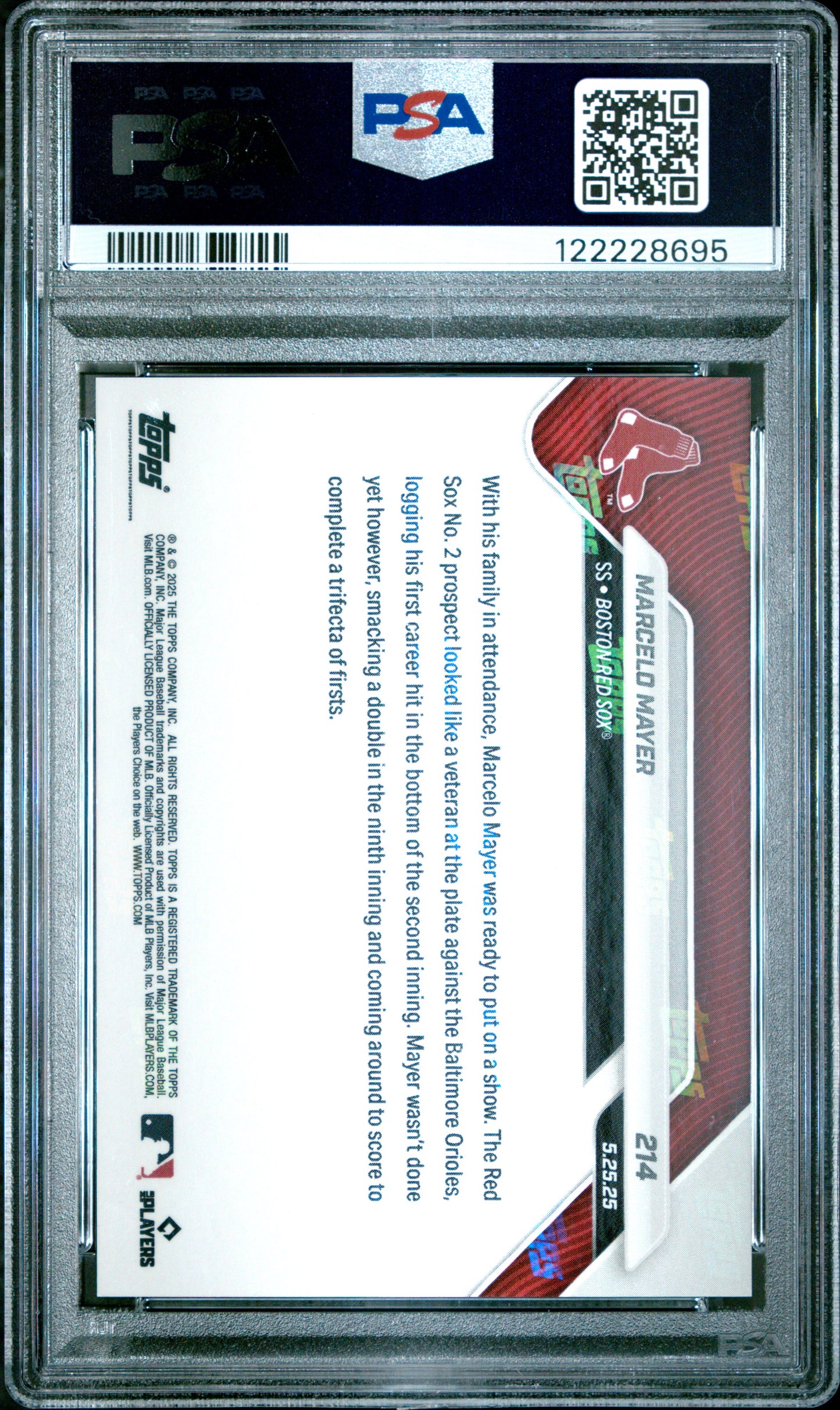 Graded 2025 Topps Now Marcelo Mayer #214 Gold Foil /50 Rookie RC Baseball Card PSA 9 Mint