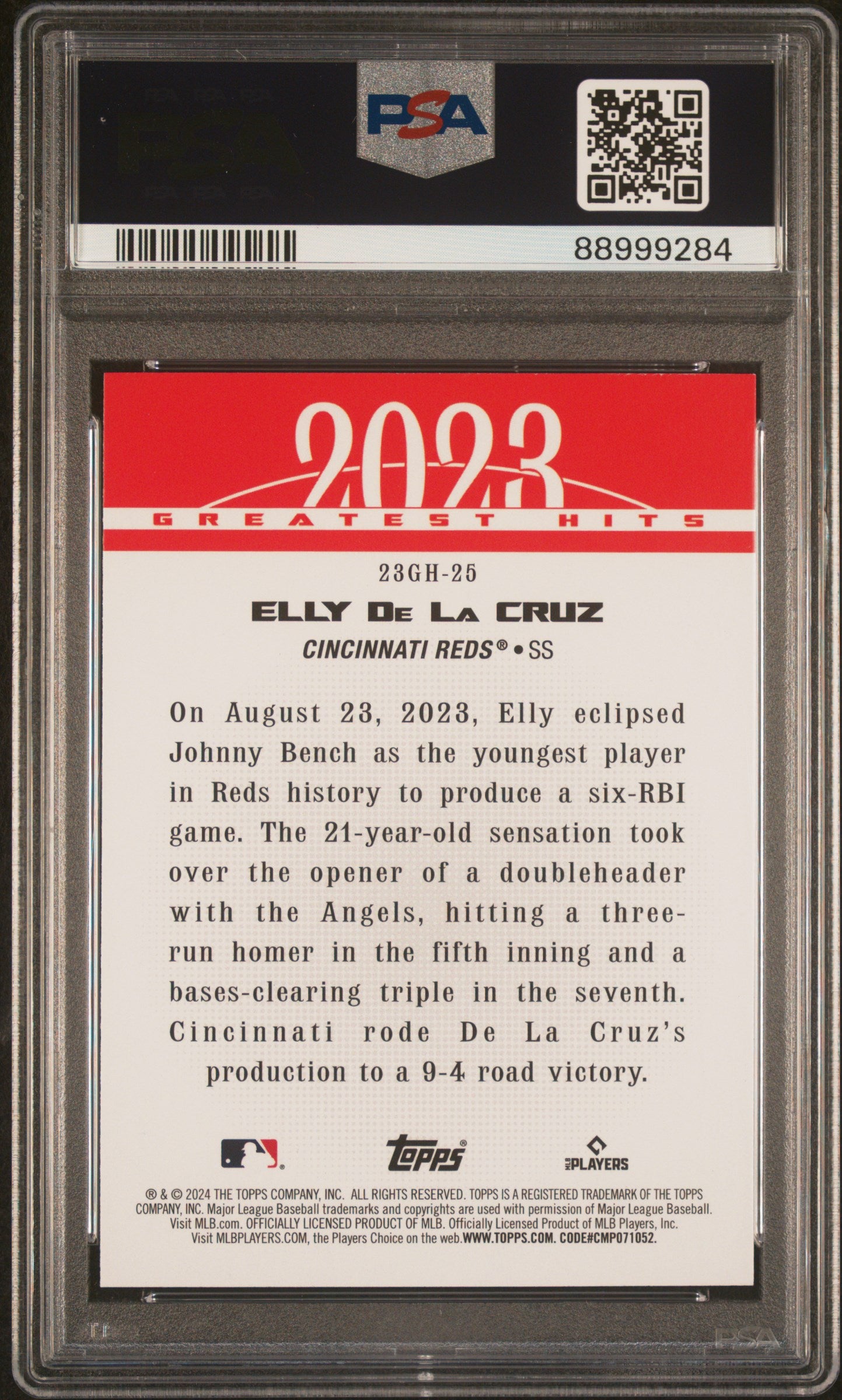 Graded 2024 Topps Elly De La Cruz #23GH25 2023 Greatest Hits Rookie RC Baseball Card PSA 10 Gem Mint