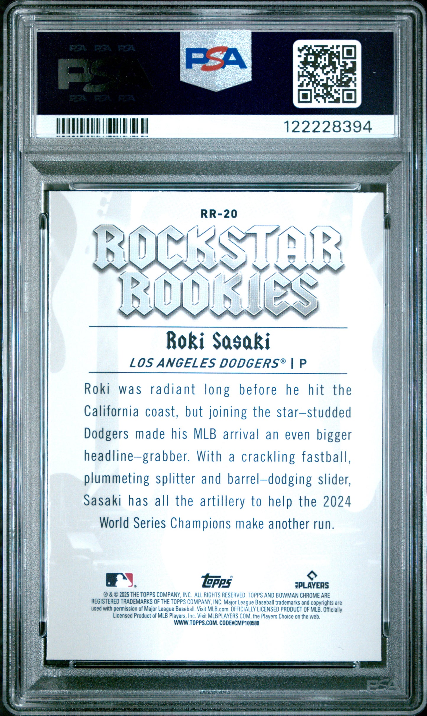 Graded 2025 Topps Bowman Roki Sasaki #RR20 Rockstar Rookies Rookie RC Baseball Card PSA 6 EX Mint