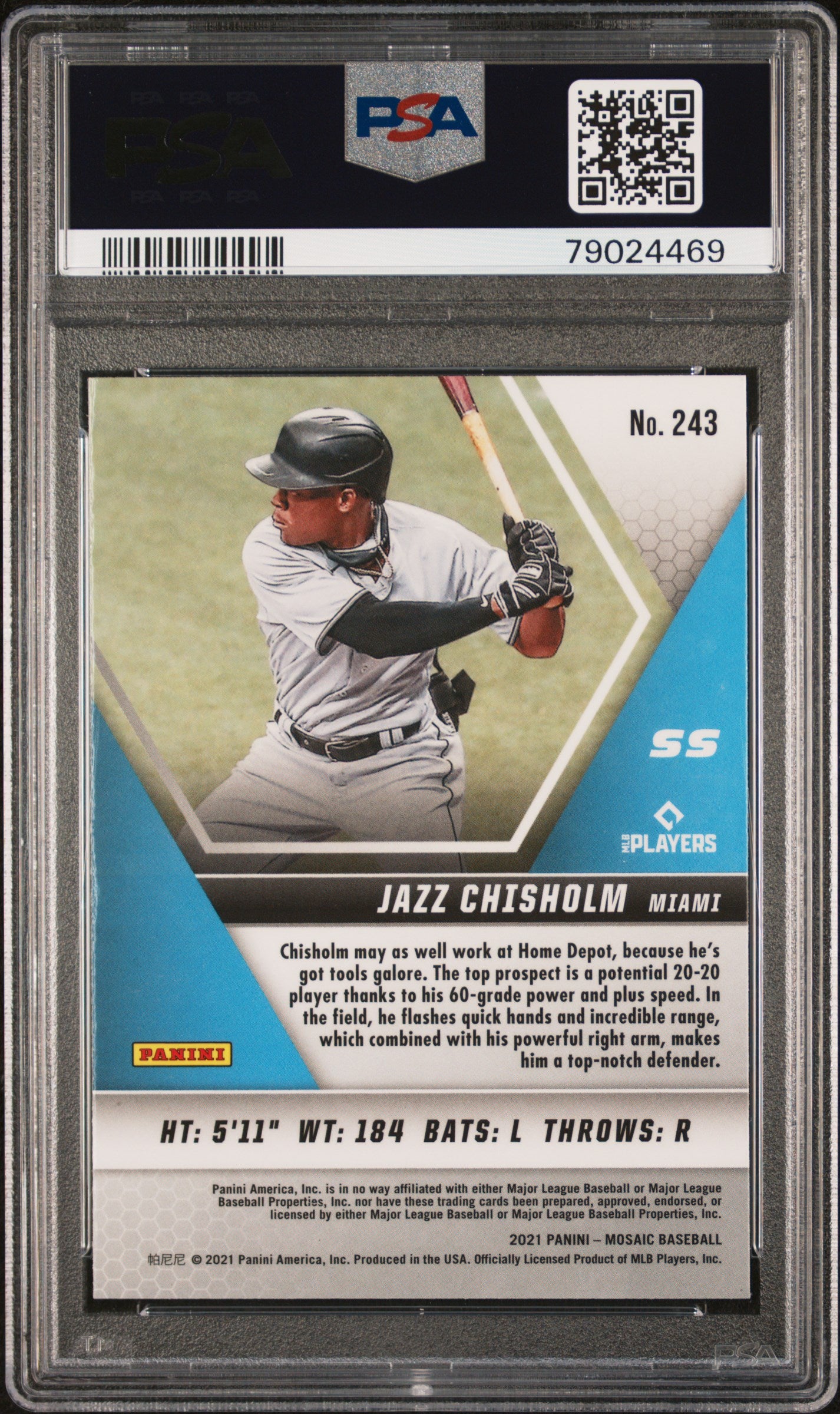 Graded 2021 Panini Mosaic Jazz Chisholm #243 Rookie RC Baseball Card PSA 10 Gem Mint
