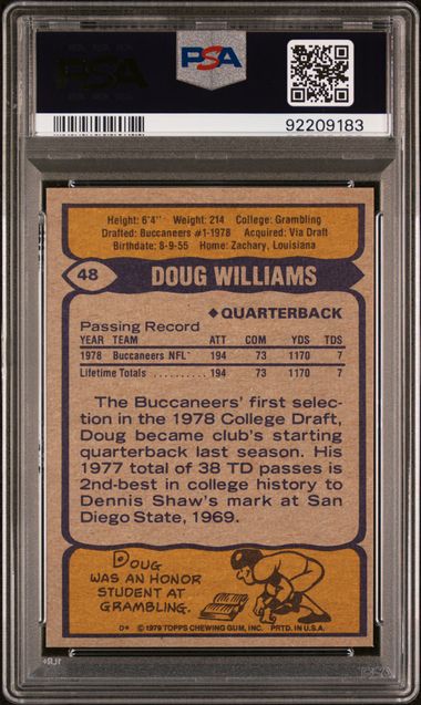 Graded 1979 Topps Doug Williams #308 Rookie RC Football Card PSA 9 Mint