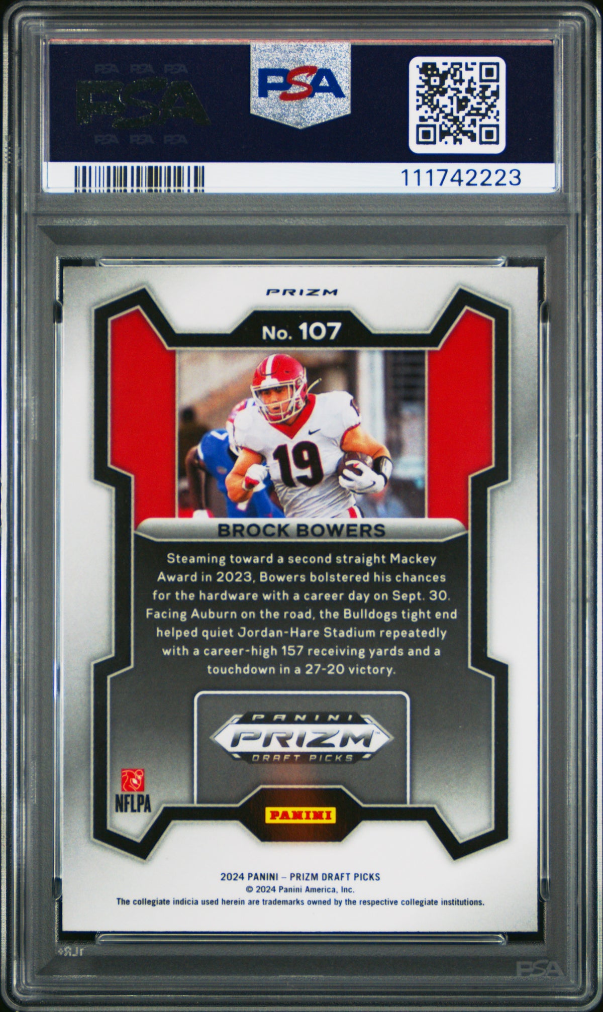 Graded 2024 Panini Prizm Draft Picks Brock Bowers #107 Silver Prizm Rookie RC Football Card PSA 10 Gem Mint