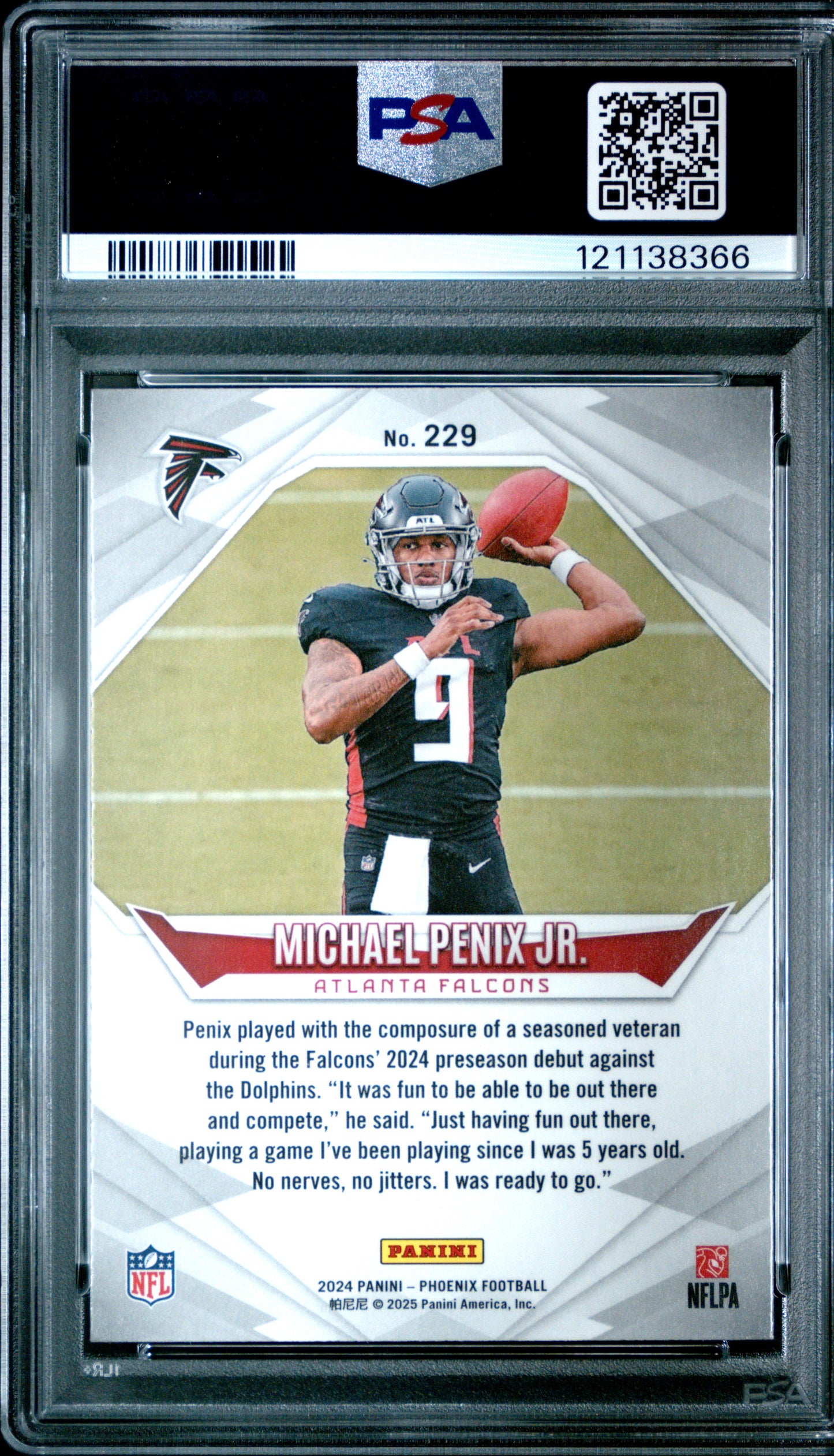 Graded 2024 Panini Phoenix Michael Penix Jr #229 Orange Rookie RC Football Card PSA 10 Gem Mint