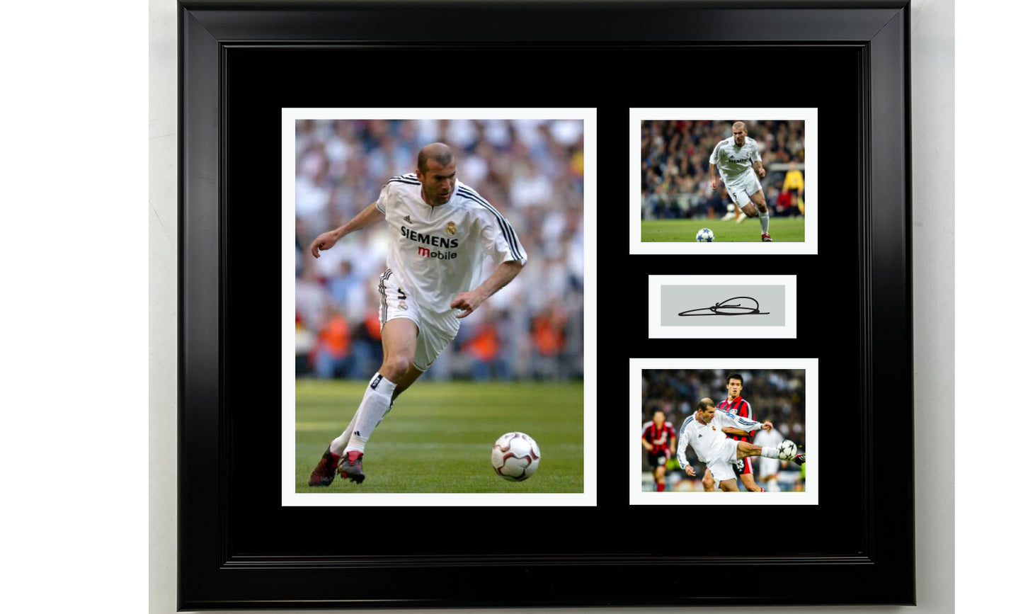Framed Zinedine Zidane Real Madrid Facsimile Laser Engraved Signature 14x11 3 Photo Collage