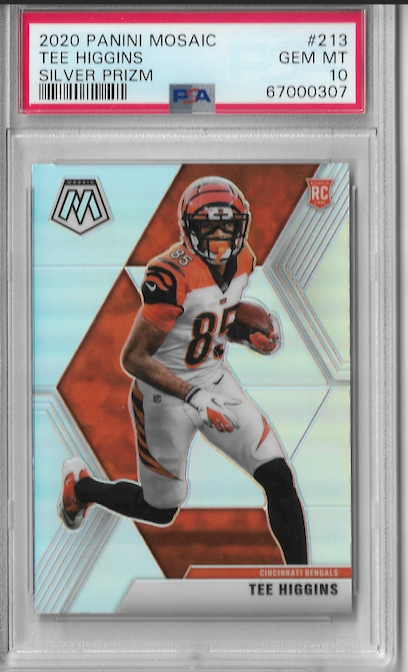 Graded 2020 Panini Mosaic Tee Higgins #213 Silver Prizm Rookie RC Football Card PSA 10 Gem Mint