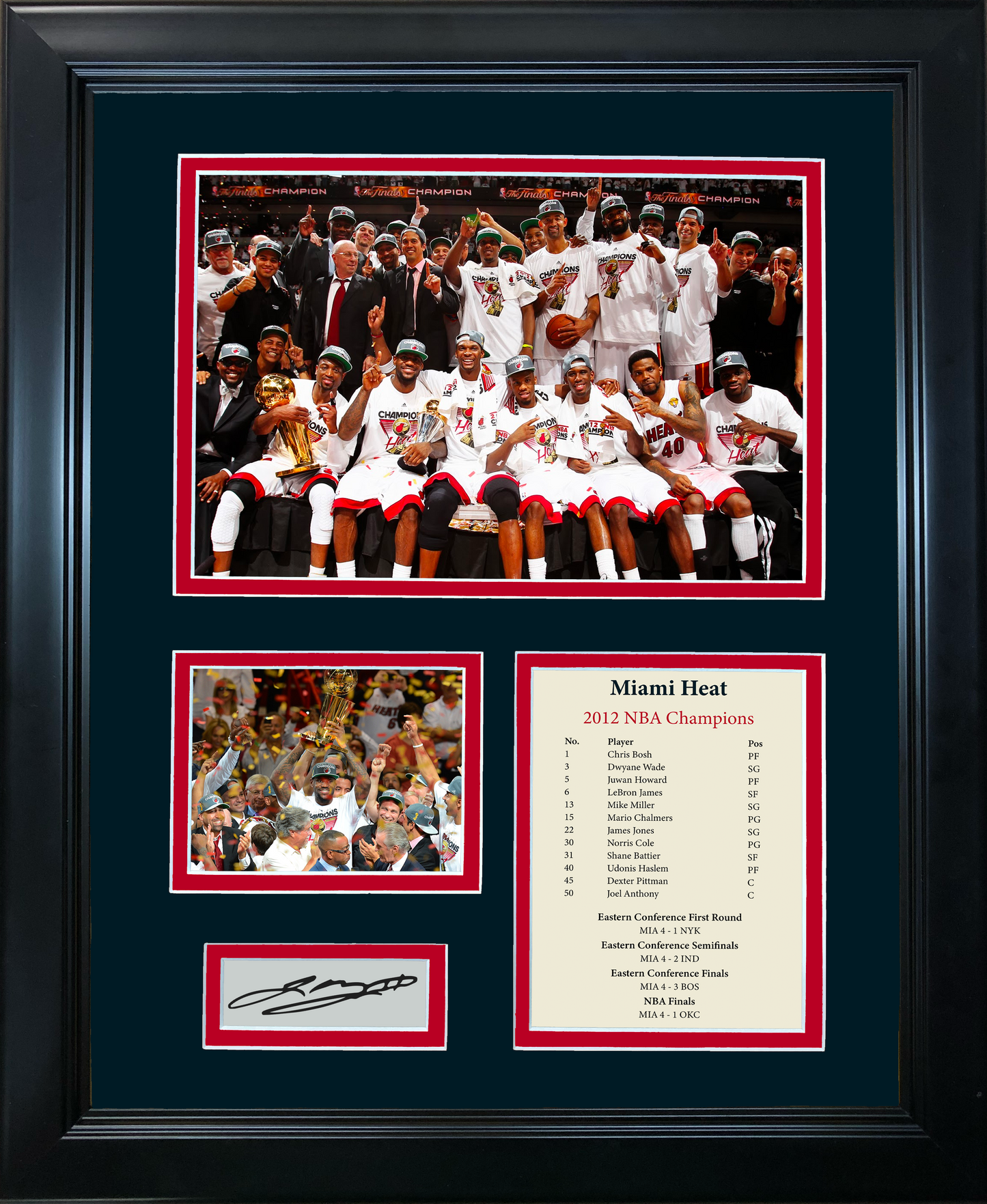 Framed Miami Heat 2012 NBA Champions LeBron James MVP Facsimile Laser Engraved Signature Auto Basketball 11"x14" Photo Sig Collage