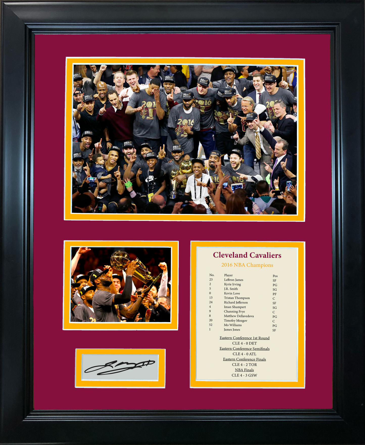 Framed Cleveland Cavaliers 2016 NBA Finals Champions LeBron James MVP Facsimile Laser Engraved Signature Auto Basketball 11"x14" Photo Sig Collage