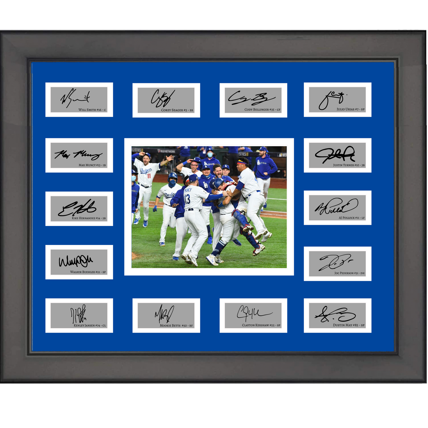 Framed 2020 Los Angeles Dodgers MLB World Series Champions Team Facsimile Laser Engraved Signature Auto Collage 20x25 Baseball Photo