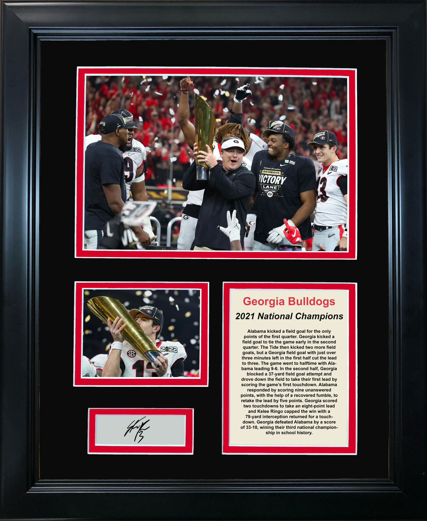 Framed Georgia Bulldogs 2021 National Championship Stetson Bennett Facsimile Laser Engraved Signature Auto College Football 11"x14" Photo Sig Collage