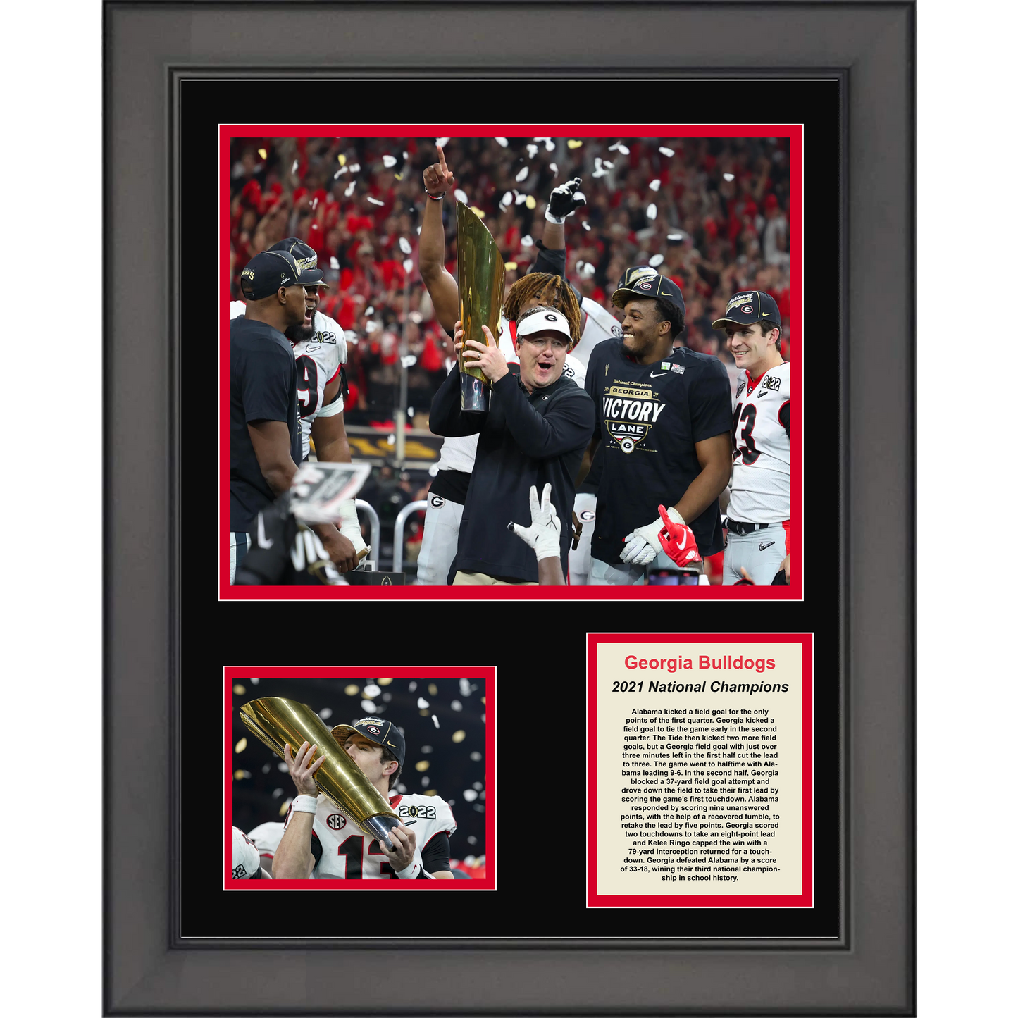 Framed Georgia Bulldogs 2021 National Championship Stetson Bennett MVP College Football 11"x14" Three Photo Collage