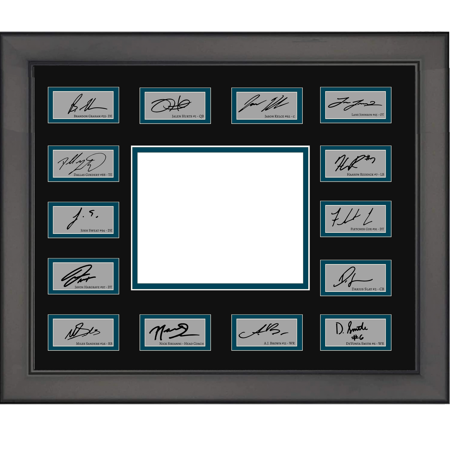 Framed 2022 Philadelphia Eagles Super Bowl Champions Team Facsimile Laser Engraved Signature Auto Collage 20x25 Football Photo