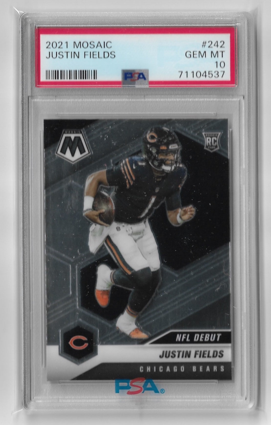 Graded 2021 Panini Mosaic Justin Fields #242 Rookie RC Football Card PSA 10 Gem Mint