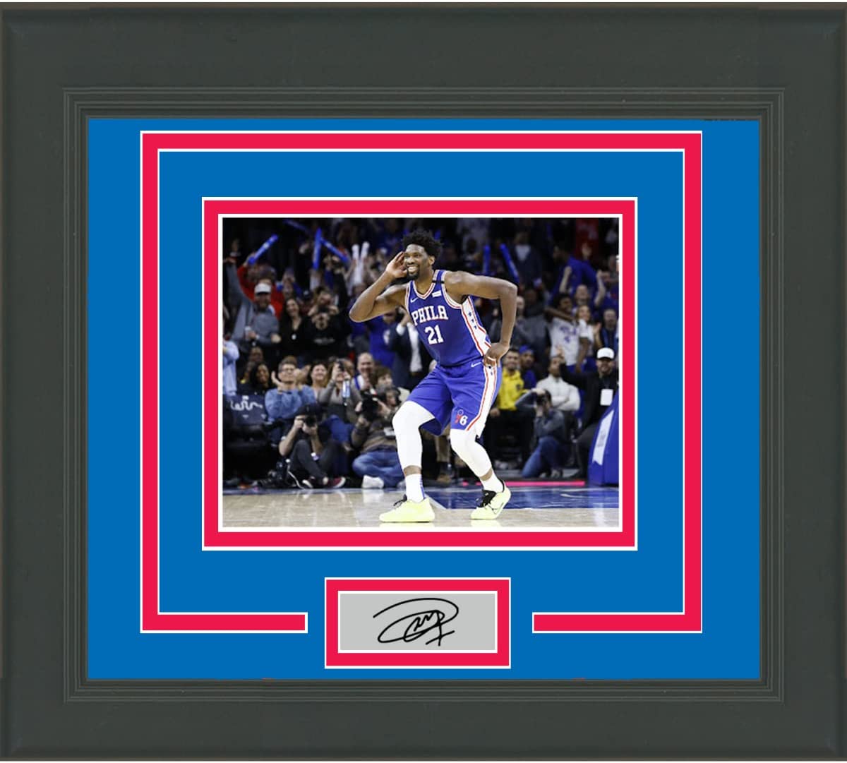Framed Joel Embiid Facsimile Laser Engraved Signature Auto Philadelphia 76ers 11x14 Basketball Photo