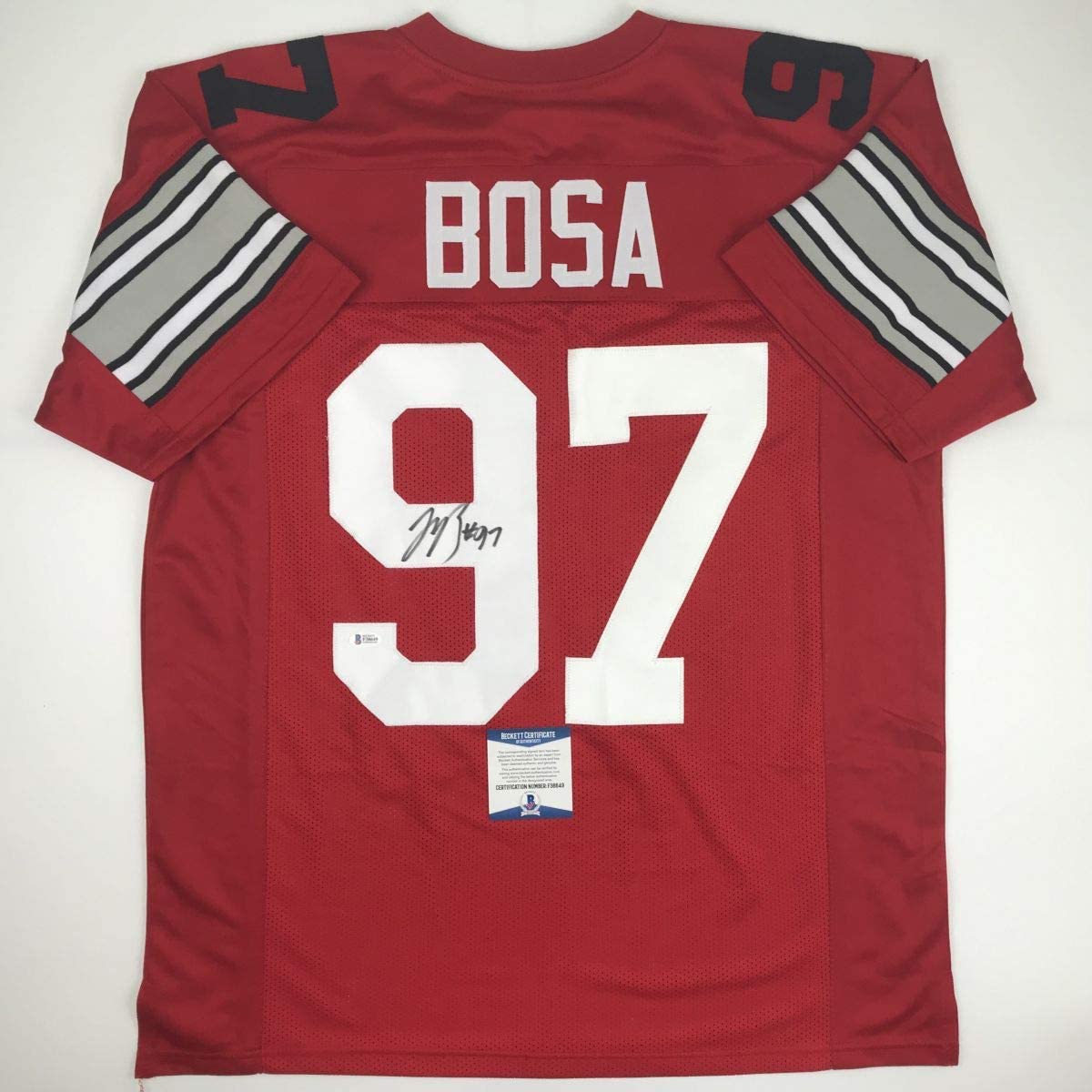 Autographed/Signed Joey Bosa Ohio State Red College Football Jersey Beckett BAS COA