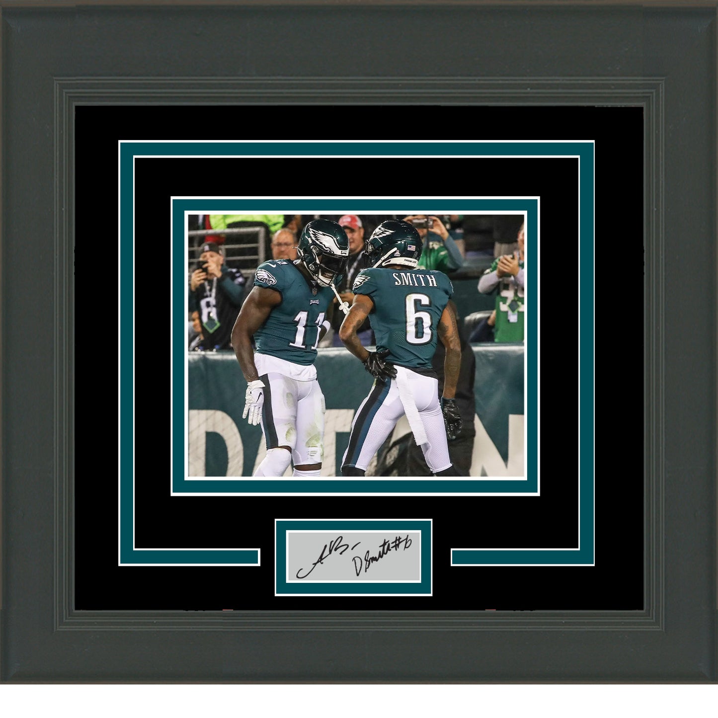 Framed A.J. Brown DeVonta Smith Facsimile Laser Engraved Signature Auto Philadelphia Eagles 11x14 Football Photo