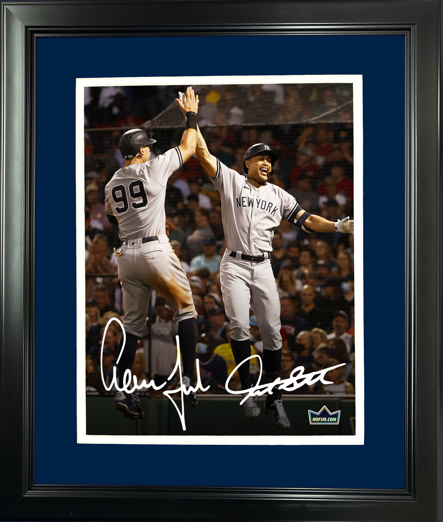 Framed Aaron Judge & Giancarlo Stanton New York Yankees Dual Facsimile Laser Engraved Signature Auto 11"x14"Baseball Photo HOFSM Holo