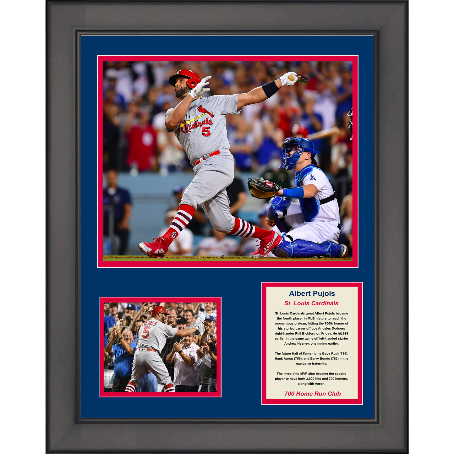 Framed Albert Pujols 700th Home Run St. Louis Cardinals Baseball 11"x14" Three Photo Collage