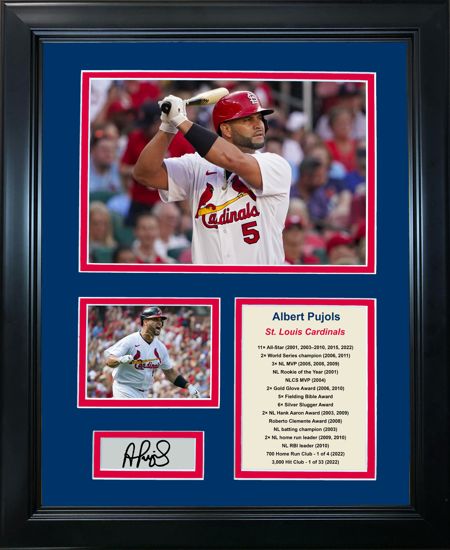 Framed Albert Pujols 700 Homeruns HOF Facsimile Laser Engraved Signature Auto St. Louis Cardinals Baseball 11"x14"Photo Sig Collage