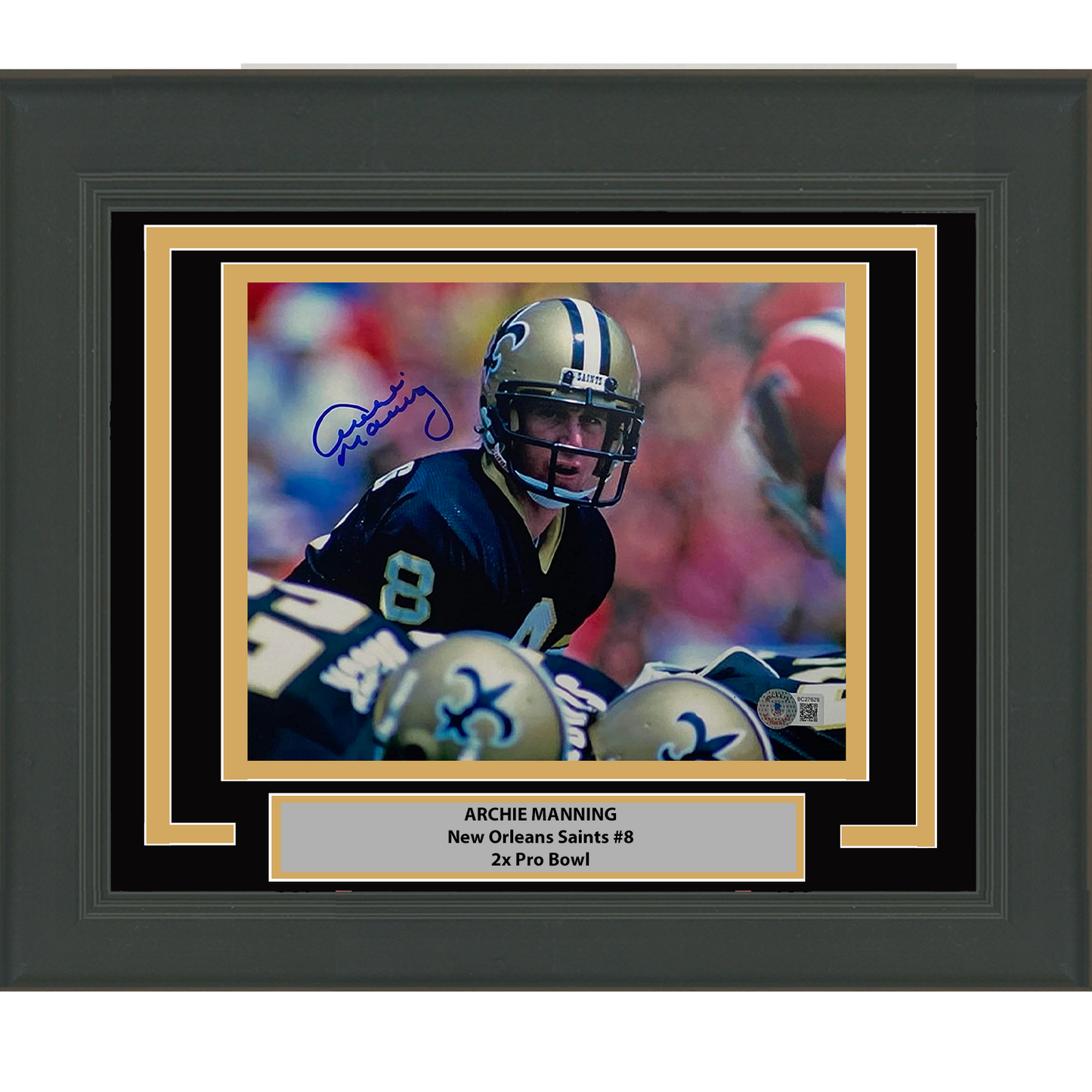 Framed Autographed/Signed Archie Manning New Orleans Saints 8x10 Football Photo Beckett BAS COA