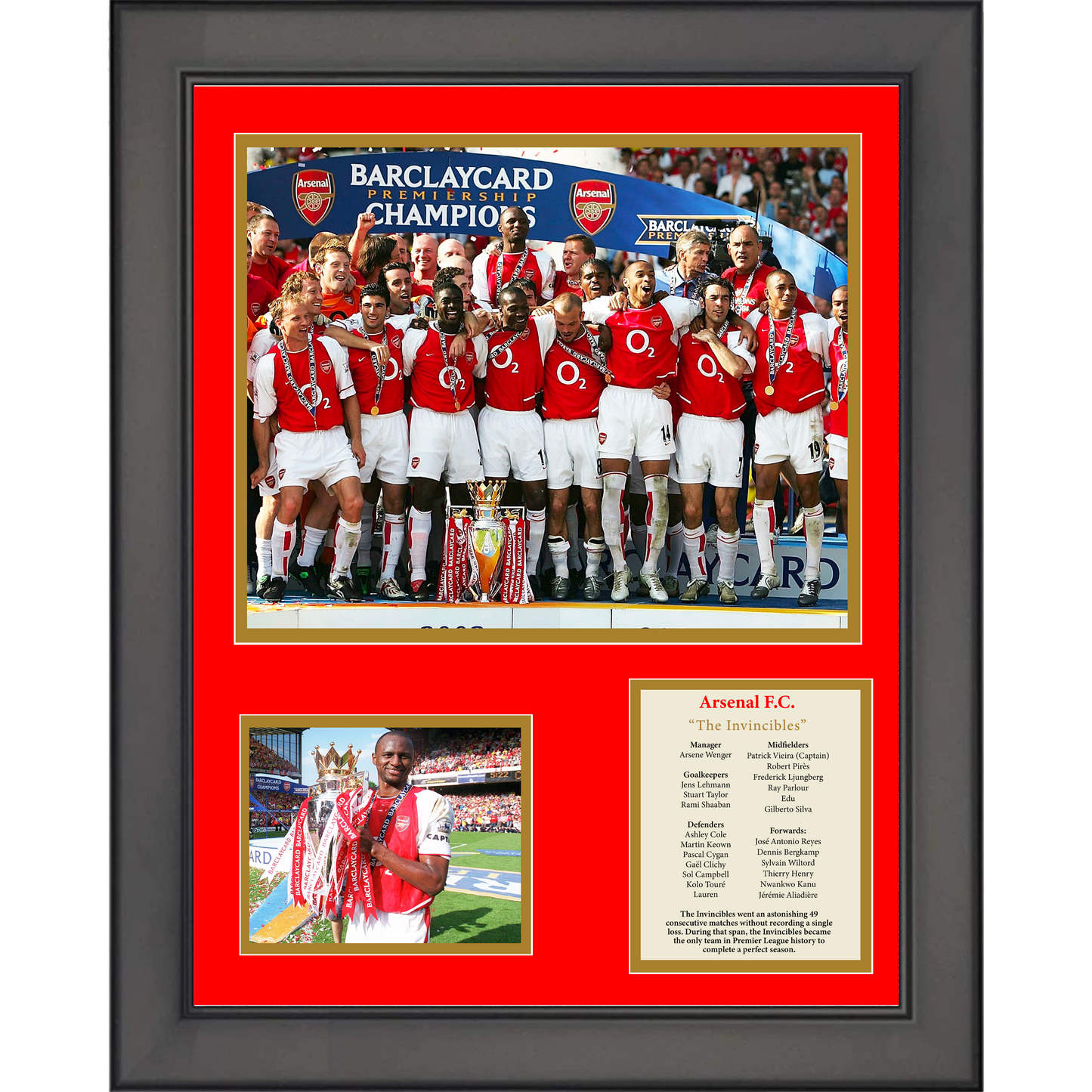 Framed Arsenal F.C. The Invincibles 2003-04 Premier League Champions Soccer Futbol 11"x14" Three Photo Collage