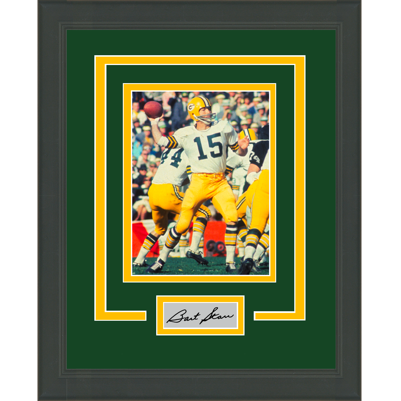 Framed Bart Starr Facsimile Laser Engraved Signature Auto Green Bay Packers 11x14 Football Photo