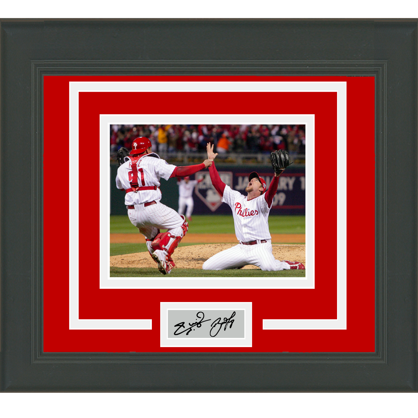 Framed Brad Lidge Carlos Ruiz Dual 2008 World Series Facsimile Laser Engraved Signature Auto Philadelphia Phillies 11x14 Baseball Photo #2