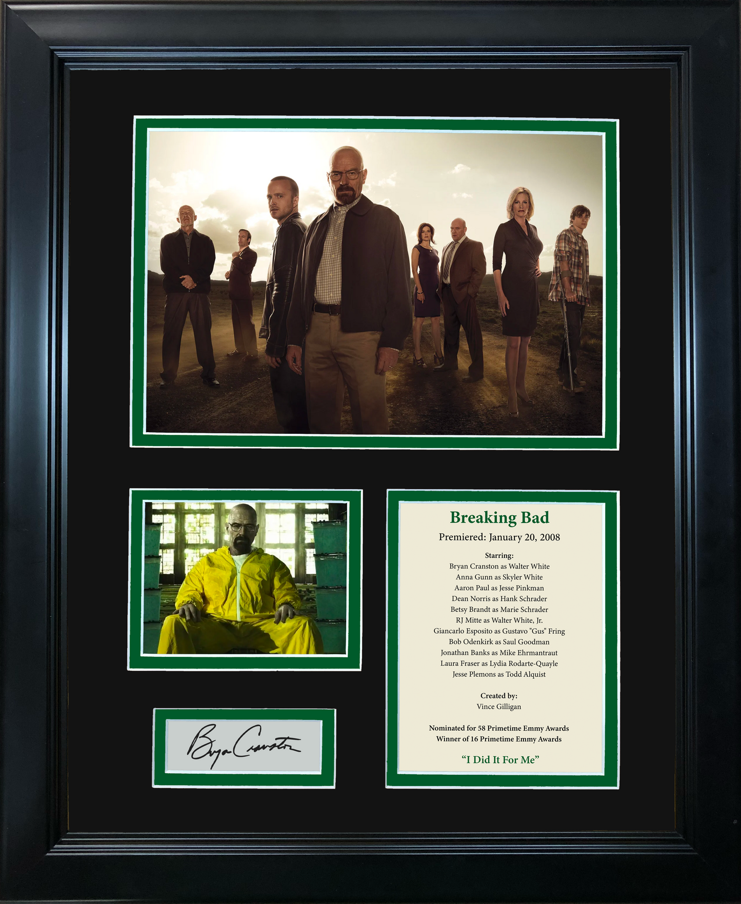 Framed Breaking Bad Walter White Bryan Cranston Facsimile Laser Engraved Signature Auto TV Series 11"x14" Photo Sig Collage