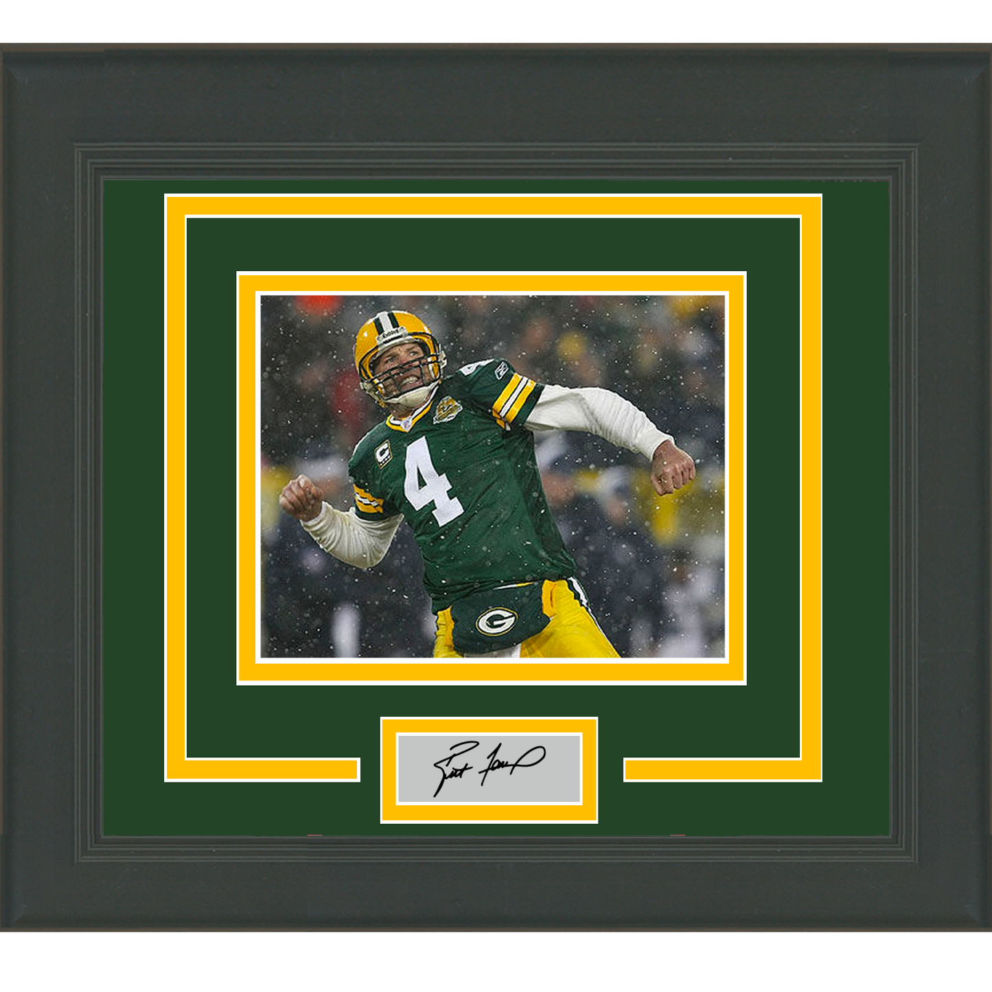 Framed Brett Favre Facsimile Laser Engraved Signature Auto Green Bay Packers 11x14 Football Photo