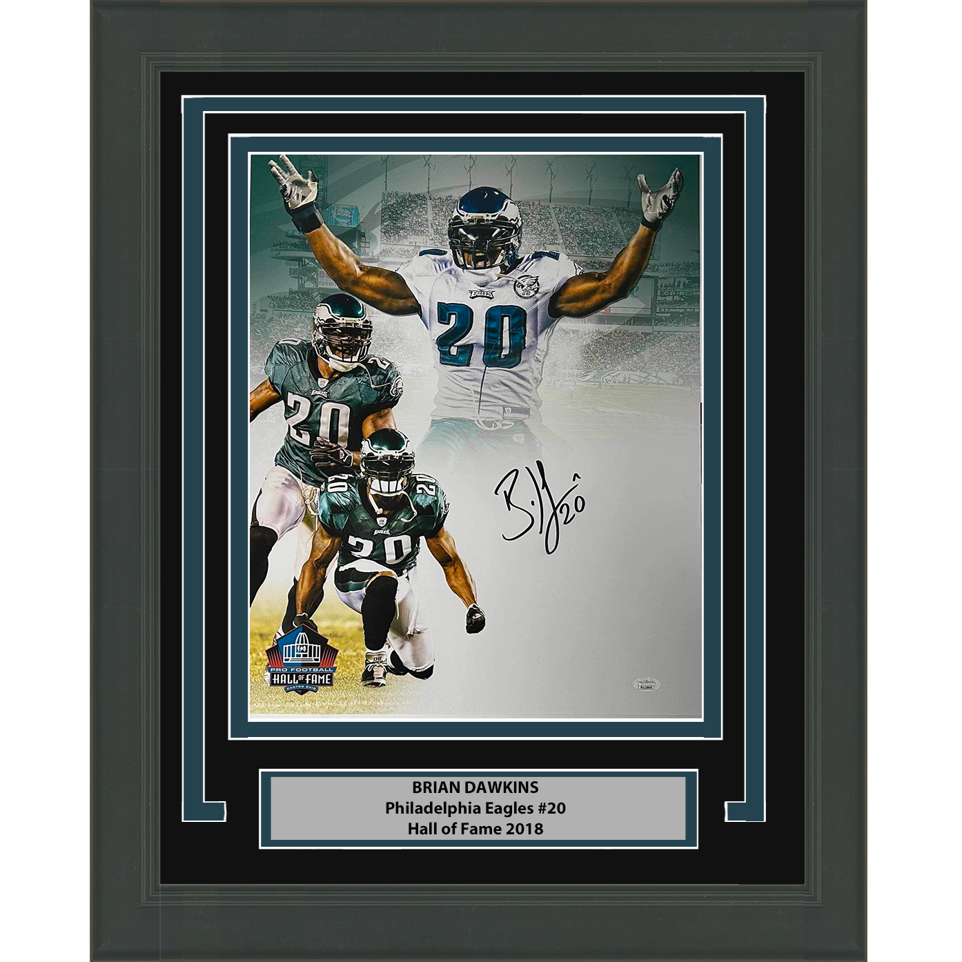 Framed Autographed/Signed Brian Dawkins Philadelphia Eagles 16x20 Football Photo JSA COA