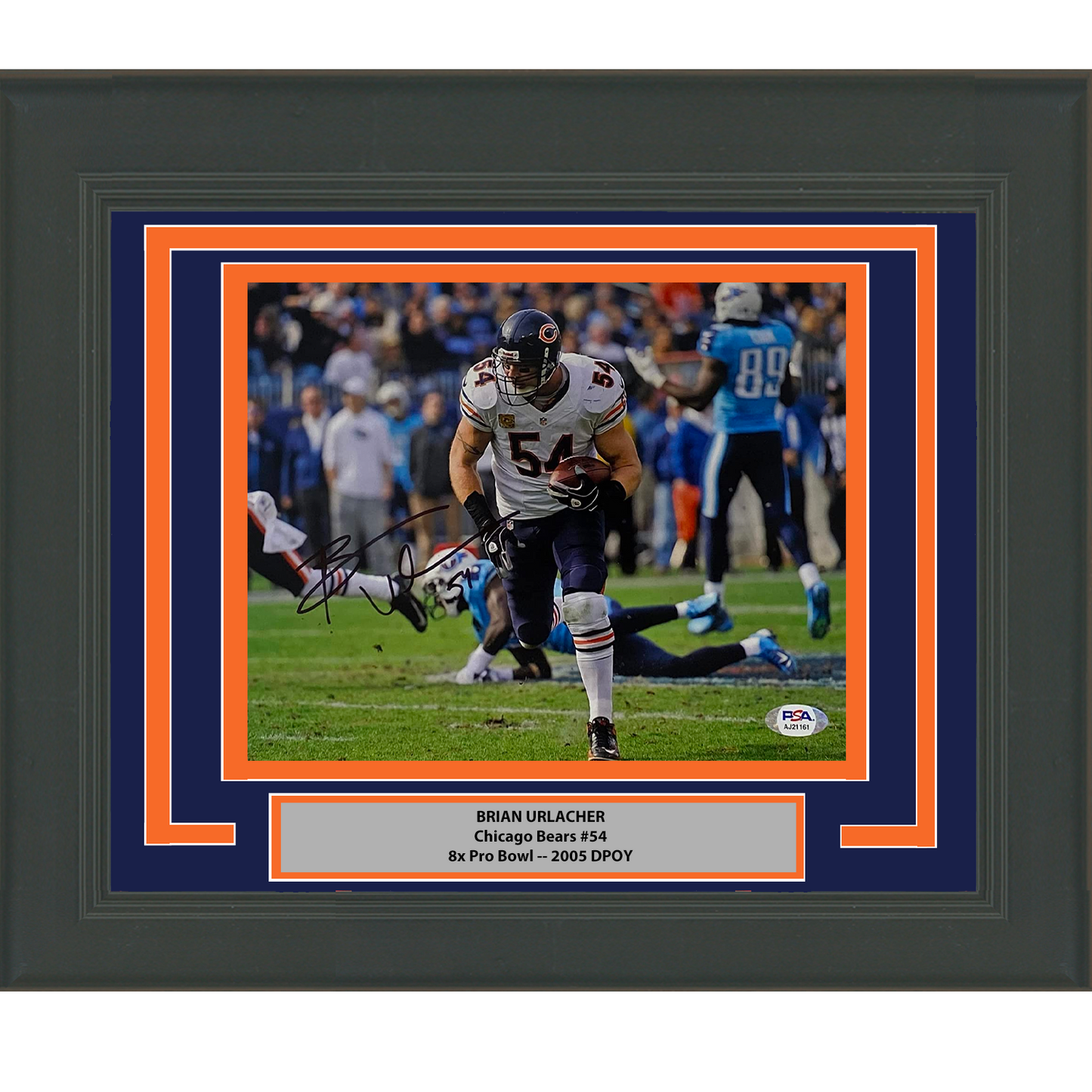 Framed Autographed/Signed Brian Urlacher Chicago Bears 8x10 Football Photo PSA/DNA COA