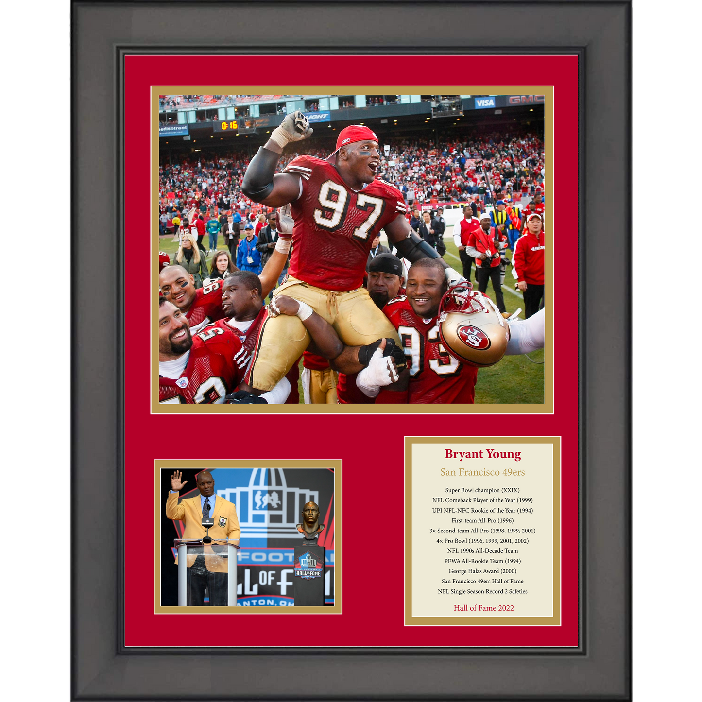 Framed Bryant Young Hall of Fame San Francisco 49ers 11"x14" Football Three Photo Collage