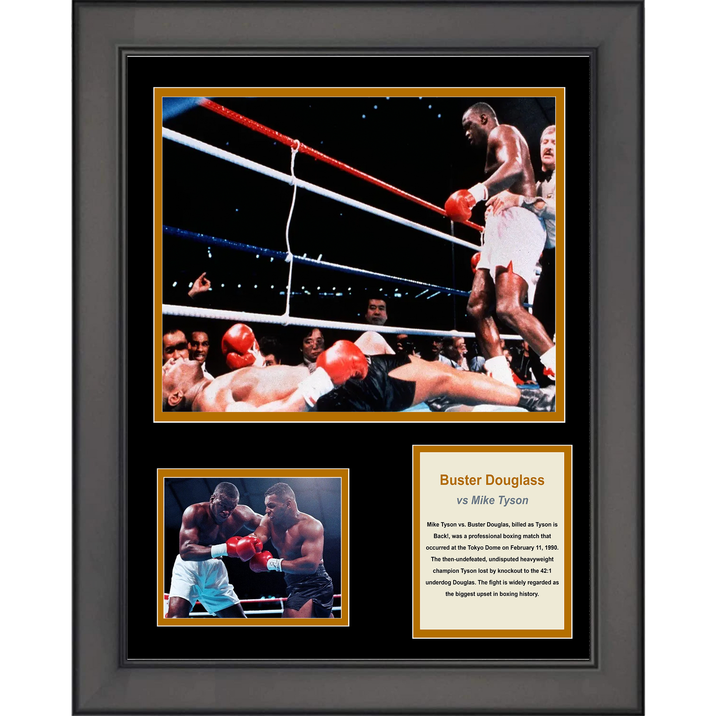Framed Buster Douglas Mike Tyson Knockout KO Boxing 11"x14" Three Photo Collage