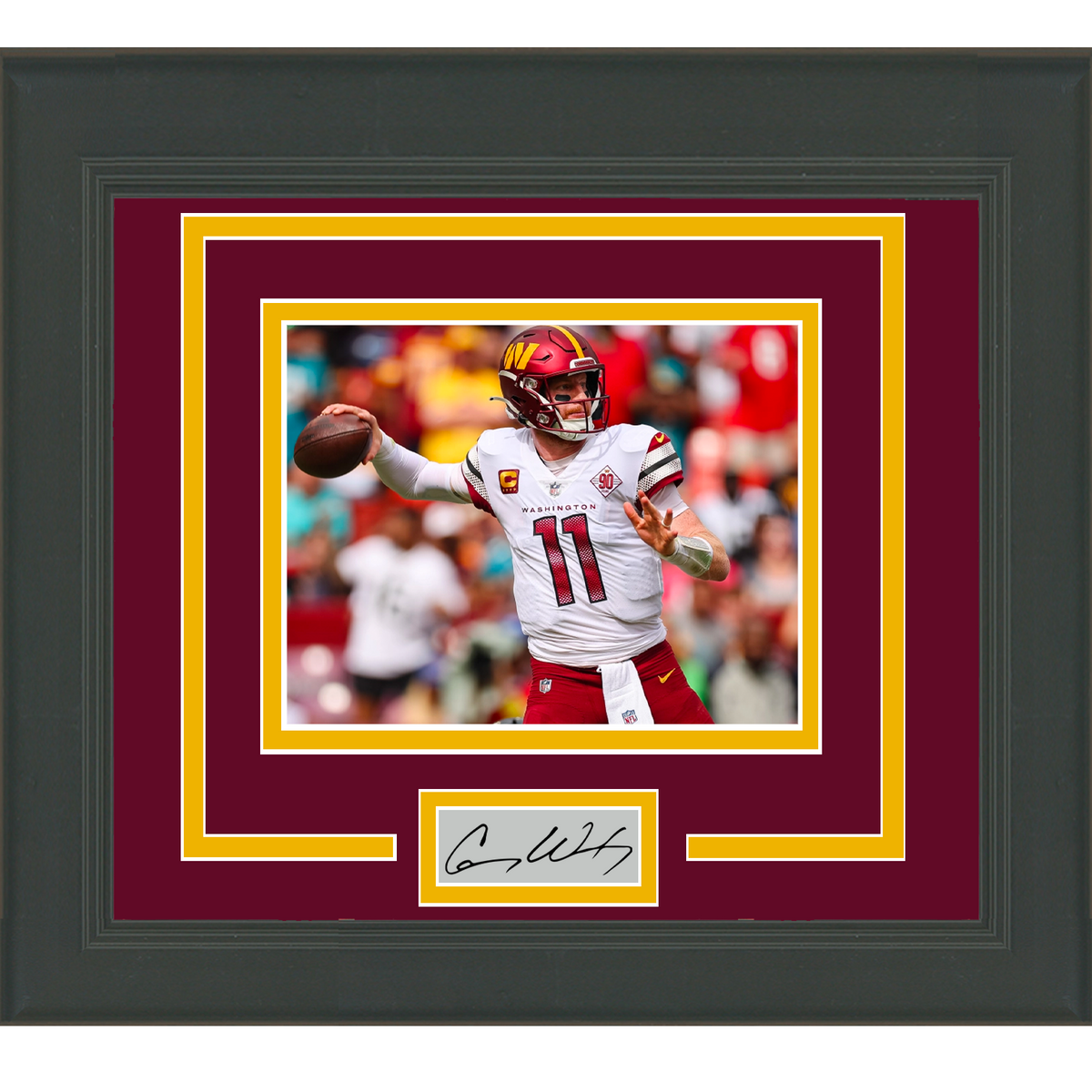 Framed Carson Wentz Facsimile Laser Engraved Signature Auto Washington Commanders 11x14 Football Photo