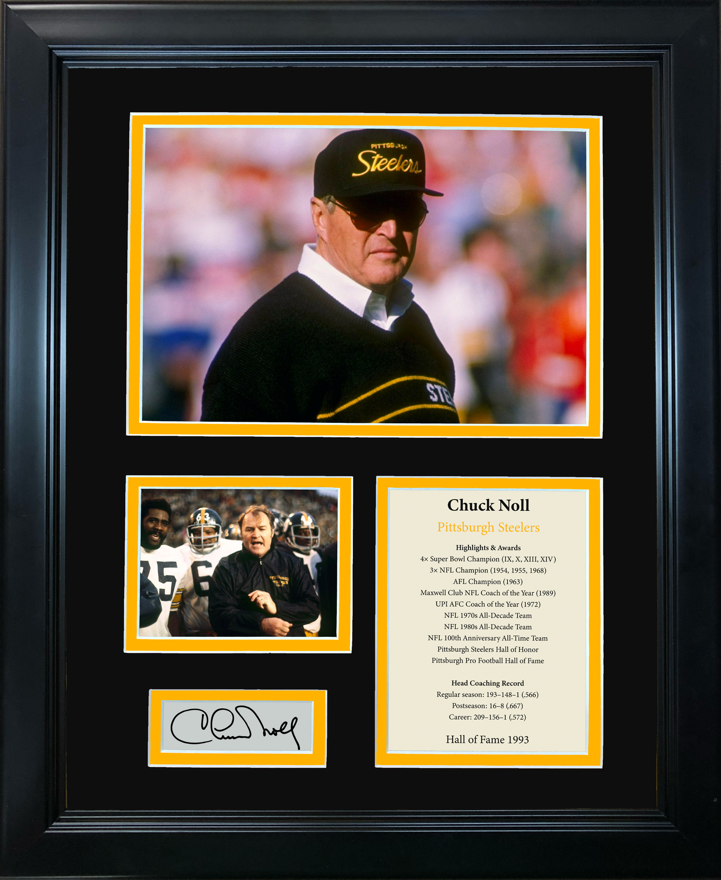 Framed Chuck Noll Hall of Fame Facsimile Laser Engraved Signature Auto Pittsburgh Steelers 11"x14" Football Photo Sig Collage