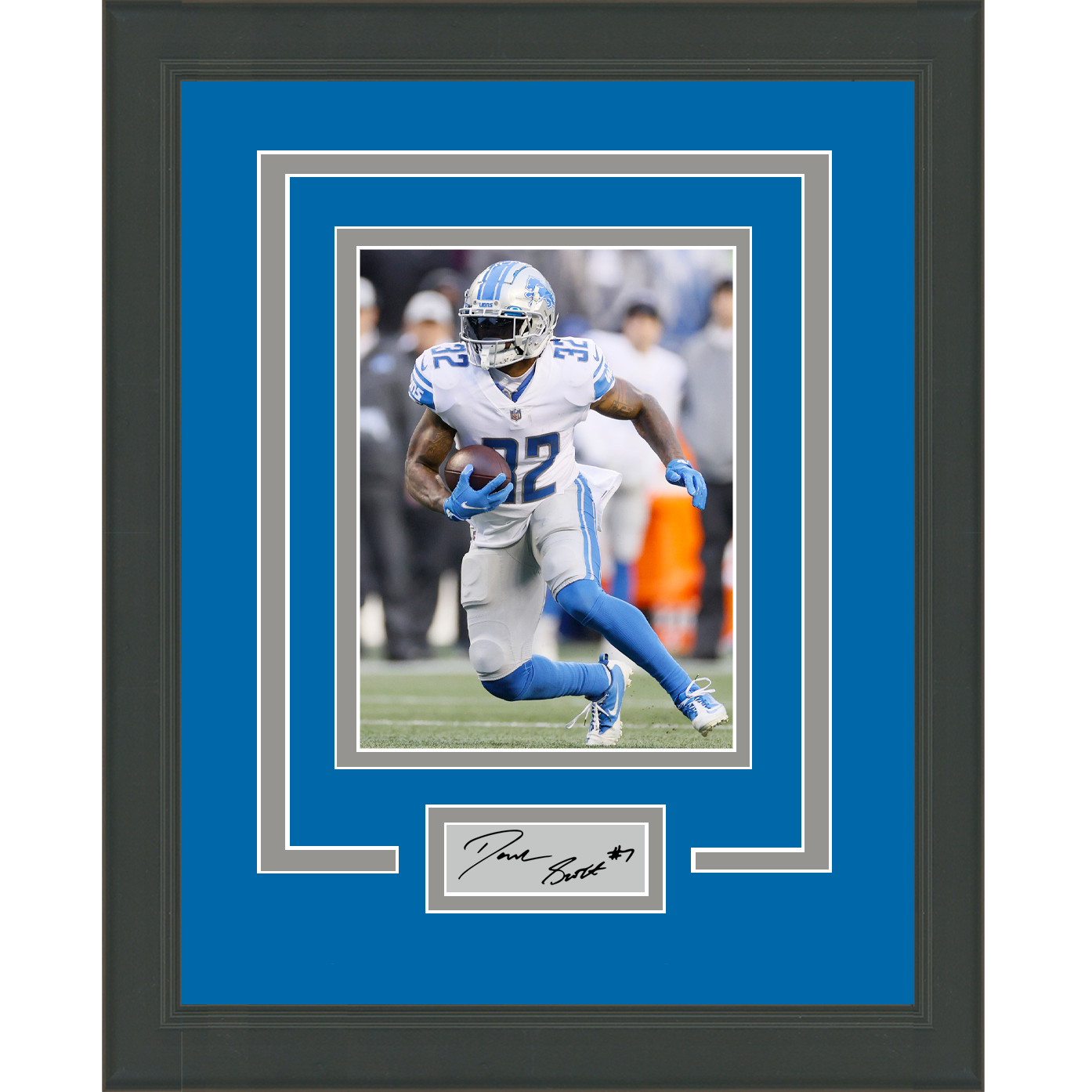 Framed D'Andre Swift Facsimile Laser Engraved Signature Auto Detroit Lions 11x14 Football Photo