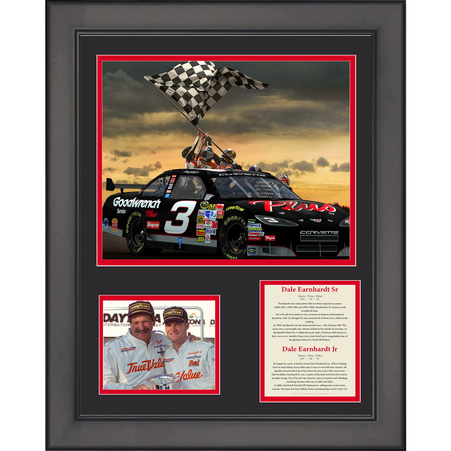 Framed Dale Earnhardt Jr & Sr Dual NASCAR 11"x14" Racing Three Photo Collage