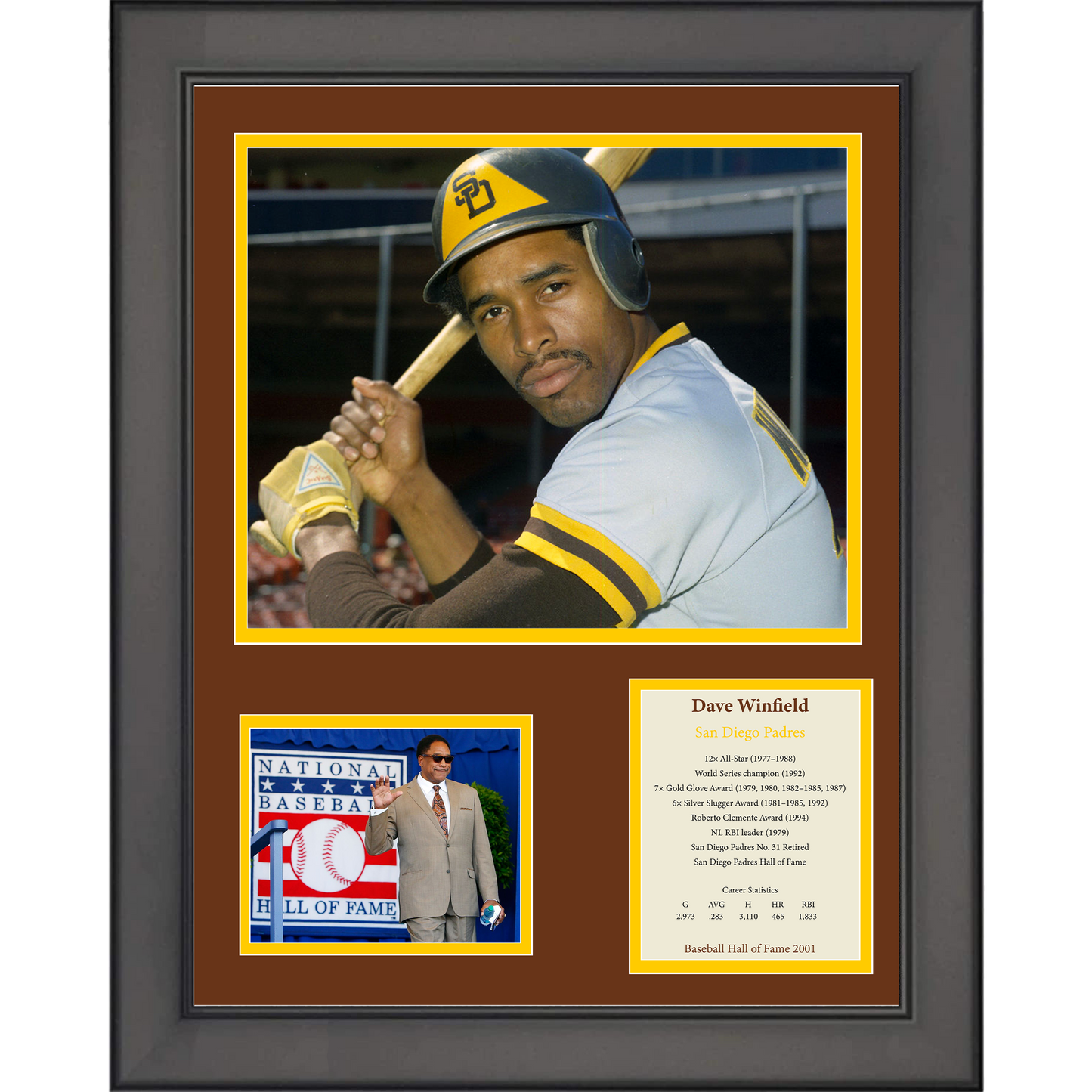 Framed Dave Winfield Hall of Fame San Diego Padres Baseball 11"x14" Three Photo Collage
