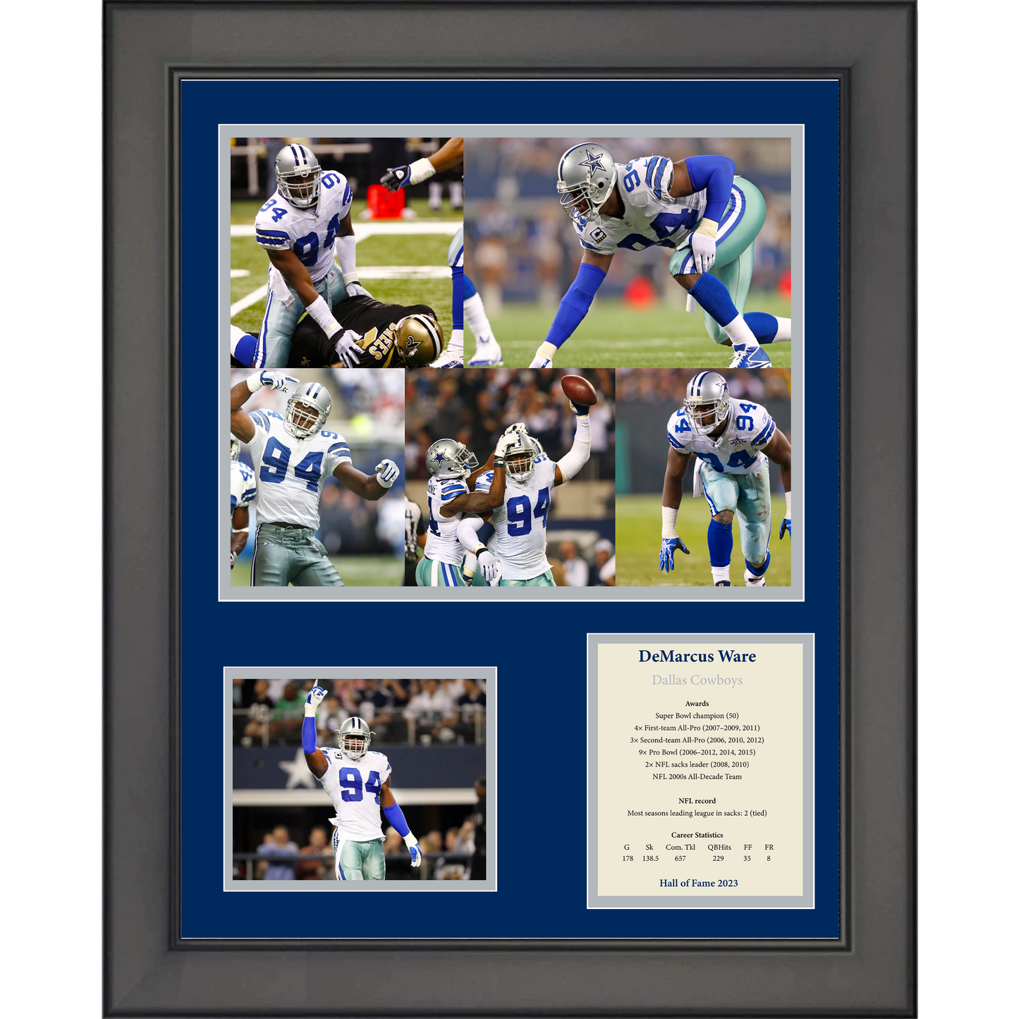 Framed DeMarcus Ware Hall of Fame Dallas Cowboys 11"x14" Football Three Photo Collage