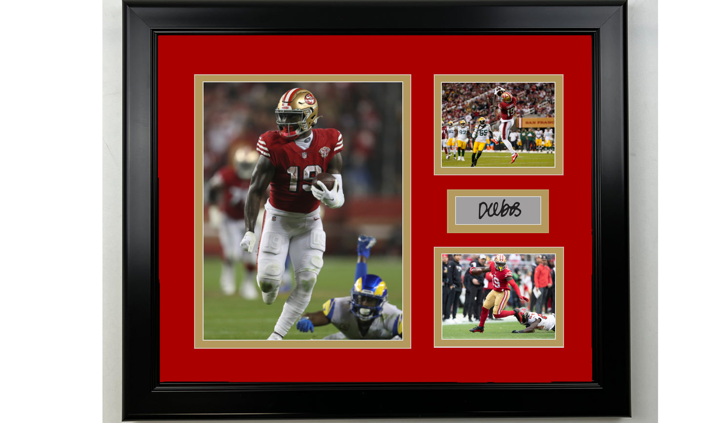 Framed San Francisco 49ers Deebo Samuel Facsimile Laser Engraved Signature Football 14x11 3 Photo Collage