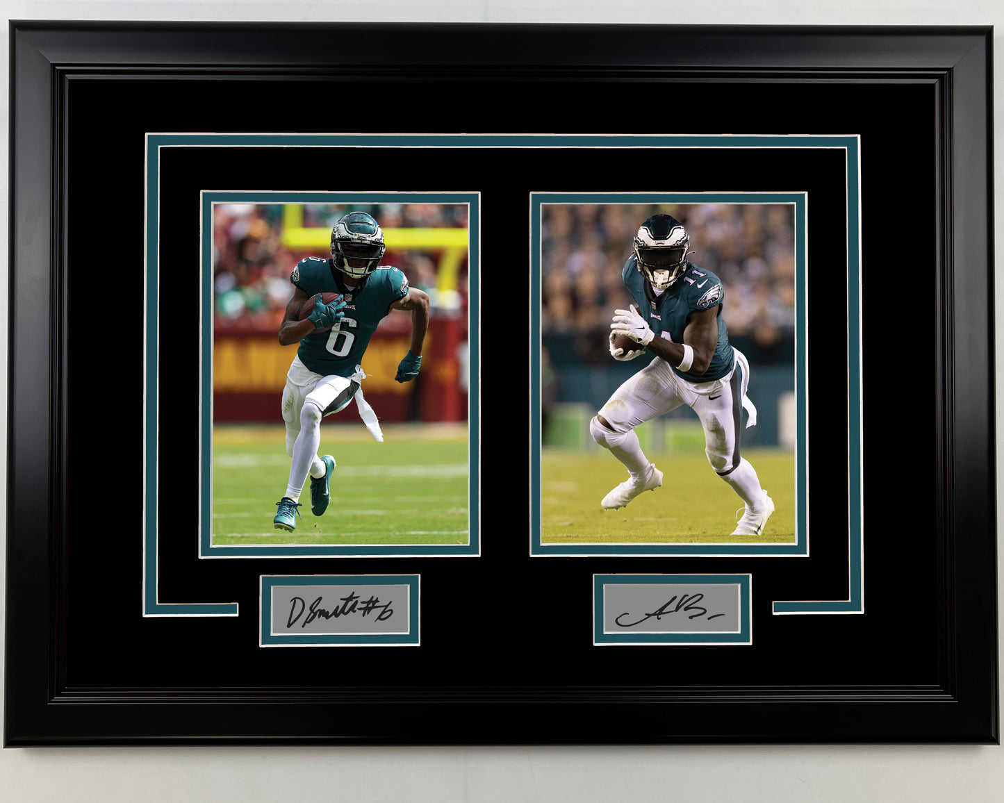 Framed DeVonta Smith and A.J. Brown Philadelphia Eagles Facsimile Laser Engraved Auto 17x23 Dual Football Photo