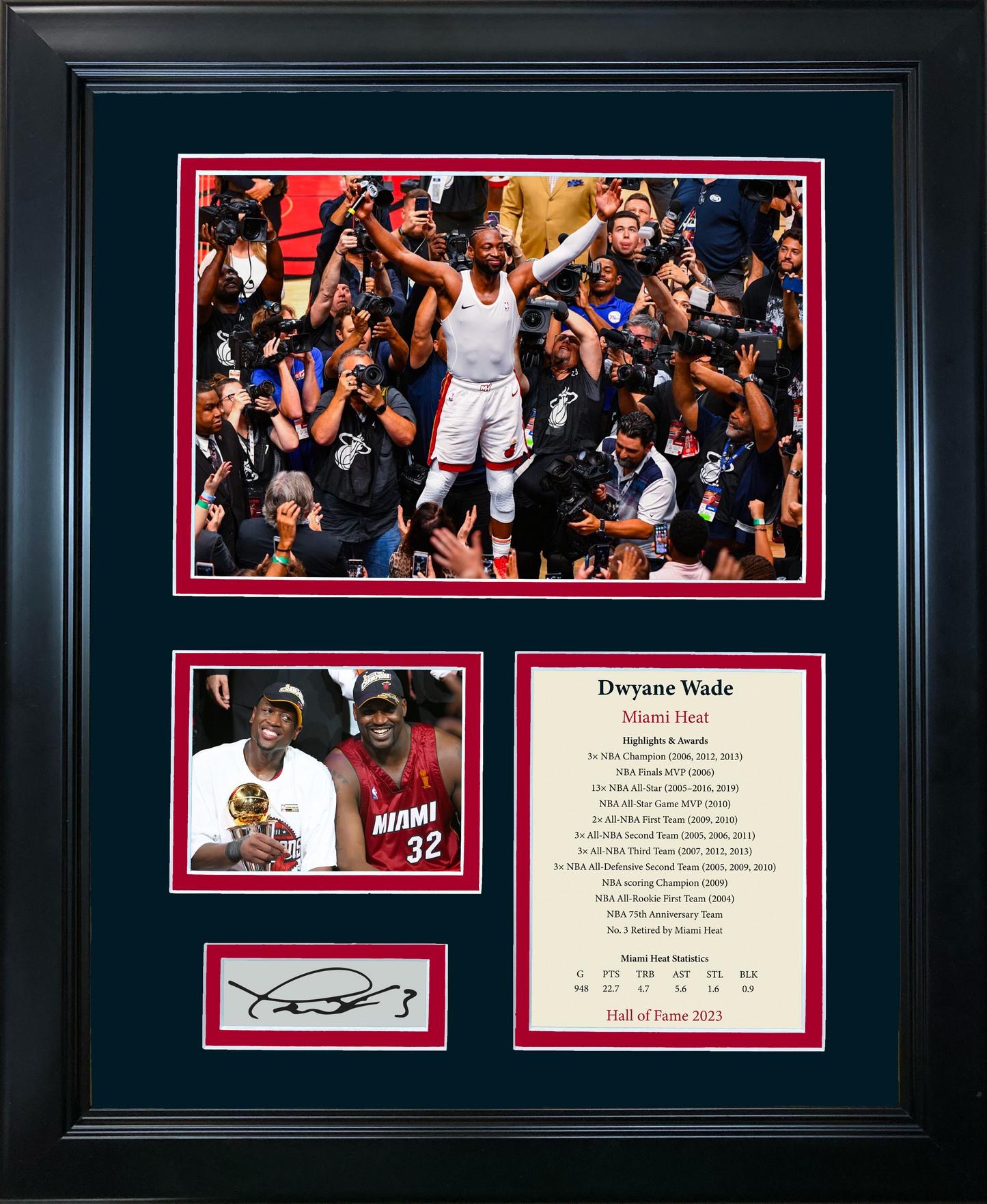 Framed Dwyane Wade Hall of Fame Facsimile Laser Engraved Signature Auto Miami Heat 11"x14" Basketball Photo Sig Collage