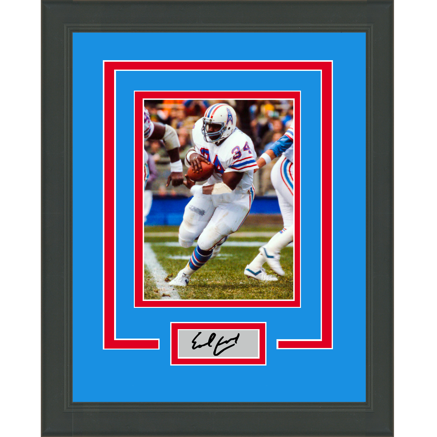 Framed Earl Campbell Facsimile Laser Engraved Signature Auto Houston Oilers 11x14 Football Photo